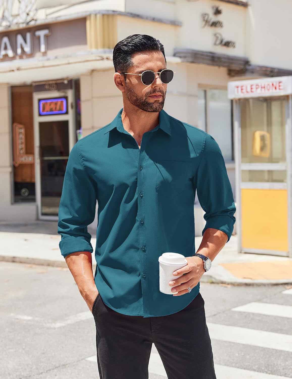 COOFANDY Mens Long Sleeve Button Down Shirts Casual Untucked Shirts for Men Dress Shirts Beach Wedding Shirts - Image 2