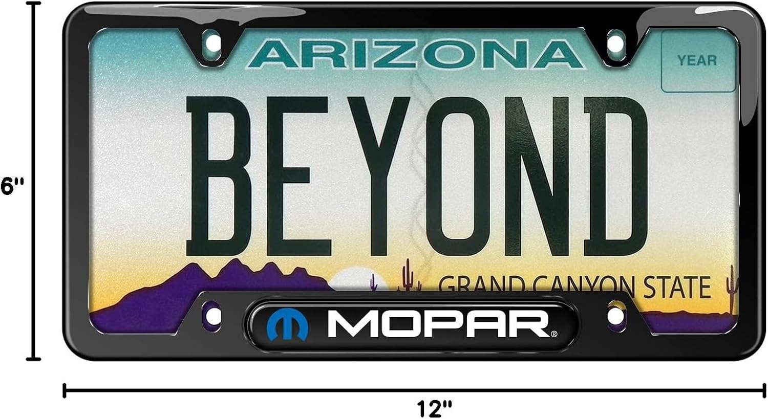 iPick Image Compatible with Mopar Blue Logo Black Insert Black 50 States Stainless Steel License Plate Frame