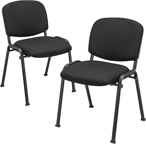 Tangkula Juego de 2 sillas de sala de conferencias, sillas apilables para invitados de oficina con respaldo y asiento tapizados, sillas ergonómicas