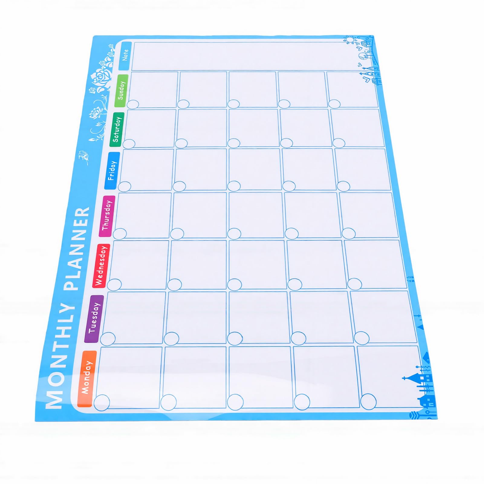 Karlak Magnet-Monatsplaner mit Farbmarkierungen und Radiergummi für Kühlschrank, Familienorganisation, Trocken Abwischbarer Kalender, 4 Stück (4 Sets roter, blauer, schwarzer Stift)