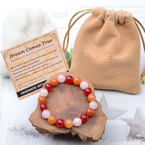 Vista 279 de MASSIVE BEADS Pulsera elástica de yoga hecha a mano con piedra natural, cristal curativo, energía, regalos para adultos unisex de 0.157 in, 0.236