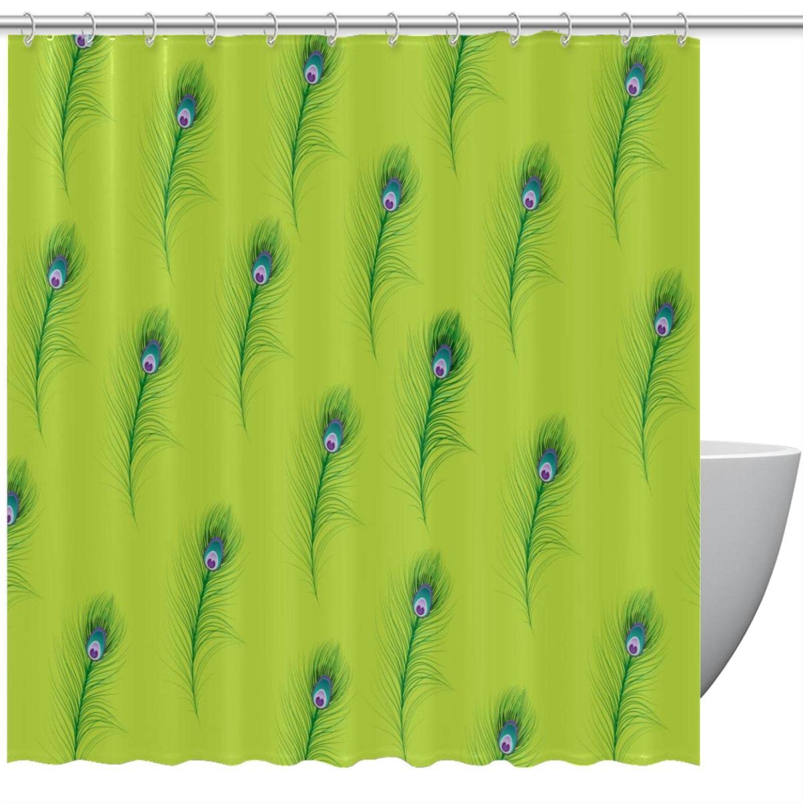 Rideau de douche imperméable coloré motif paon 66 x 73