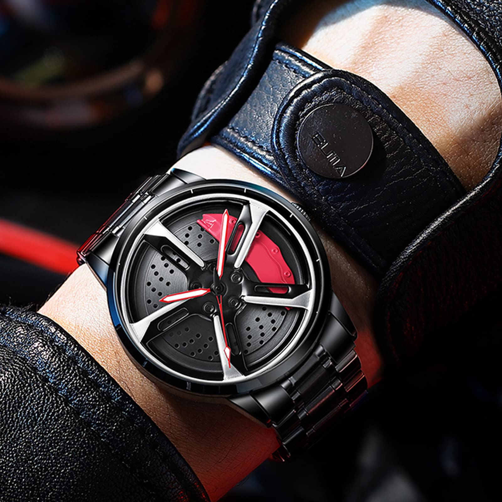 Mihawk Reloj Cubo Llanta Coche 3D Hombre Deportivo Impermeable Cuarzo X-RS7