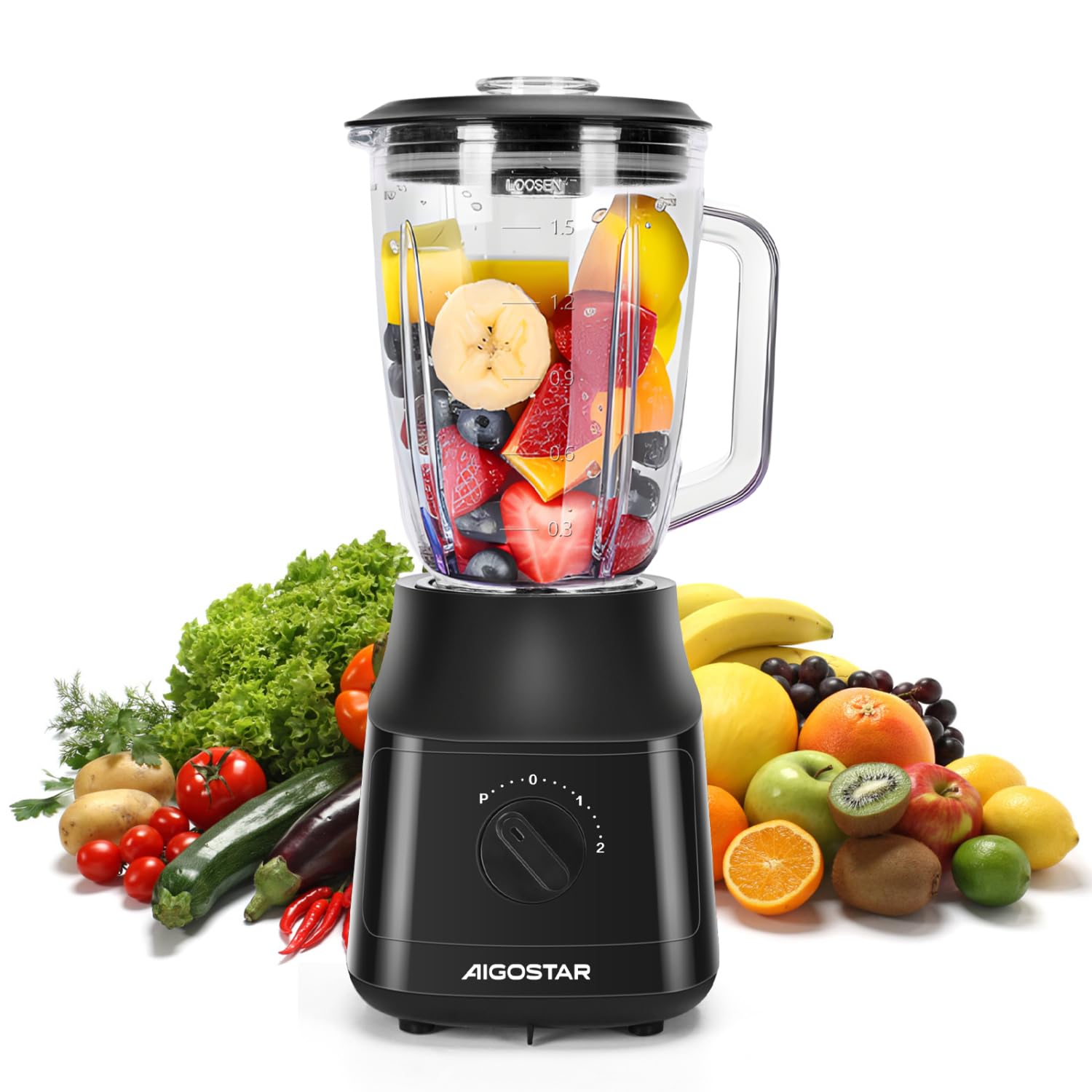 1.5L Blender Smoothie Maker 800W Glass Jug Blender Mixer with Titanium Plated Blades 2 Speeds and Pulse Ice Crushing for Shakes and Smoothies， BPA Free - Swift 03NSF