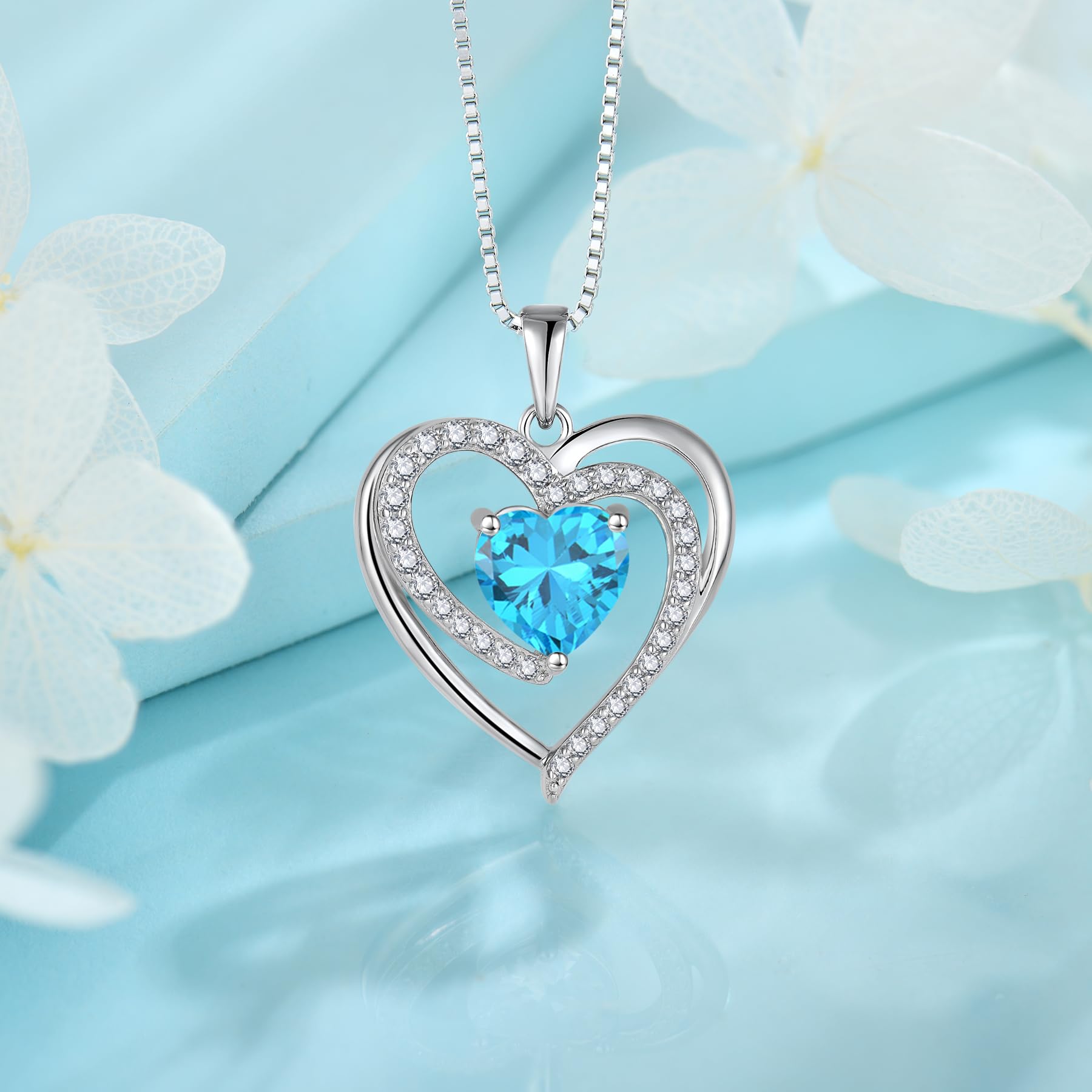 FJ Collana Cuore Donna in Argento Sterling 925 Collane con Ciondolo Pietre Portafortuna Gioielli Regalo per lei Amiche Moglie Mamma Donna