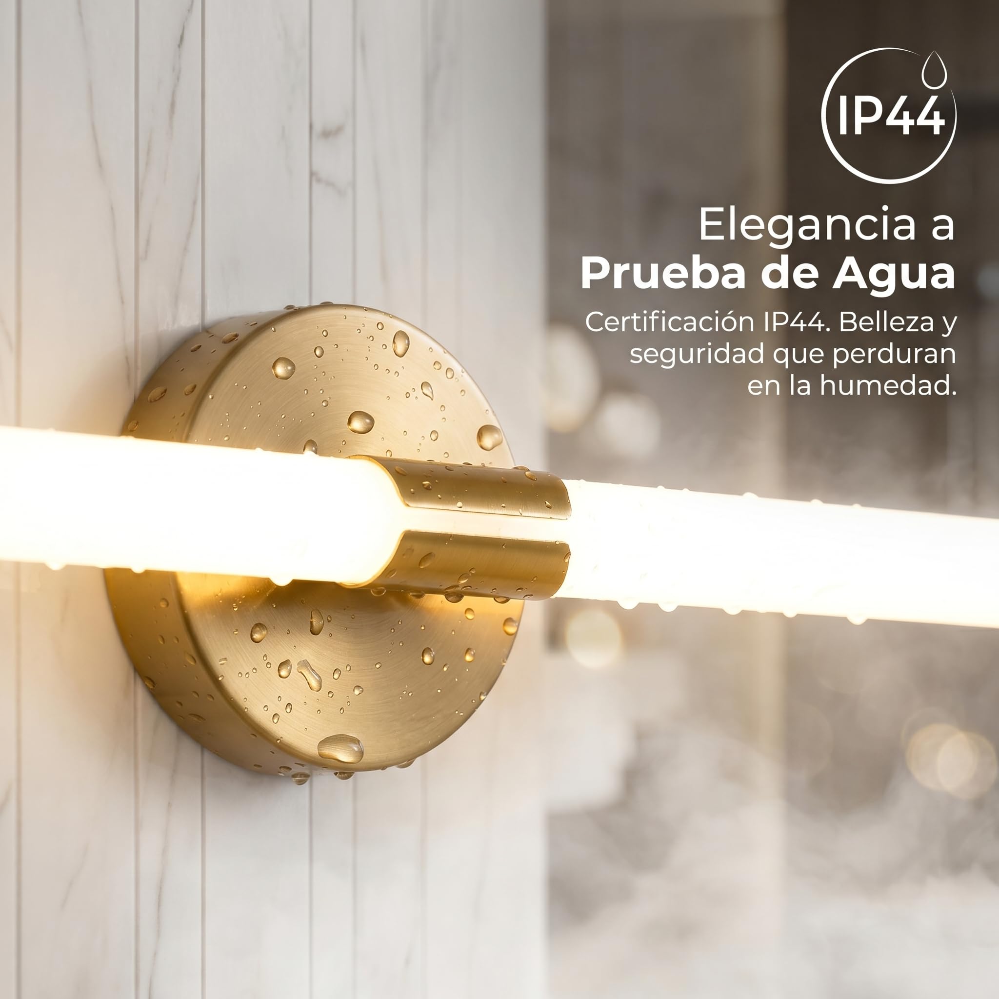 BARCELONA LED Applique LED Salle de Bain 8W 720lm IP44 60cm Or | 60cm, 8W 720lm, IP44 résistant à l’humidité, finition dorée, lumière neutre 4000K, aluminium, idéal miroir de salle de bain