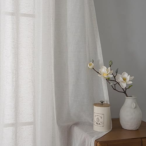 Miniatura 5 de INILINAS - Cortinas traslúcidas de línea  Cortinas traslúcidas de mezcla de lino para privacidad, cortinas para tratamiento de ventanas, decoración