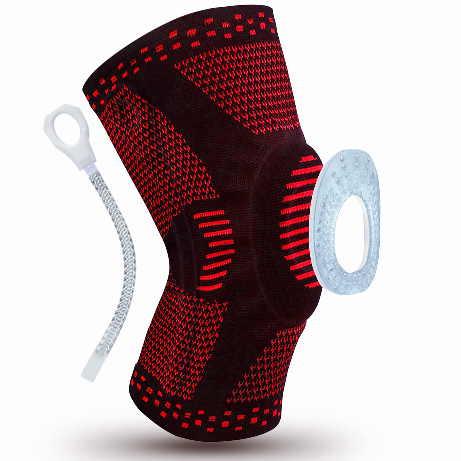 Aisrida Knee Braces, Compression Knee Sleeve for Men Women with Side Stabilizers + Silicone Patella Gel Pad for Sports, Fitness, Jogging, Basketball, Jogging, Running, Knee Pain Protector