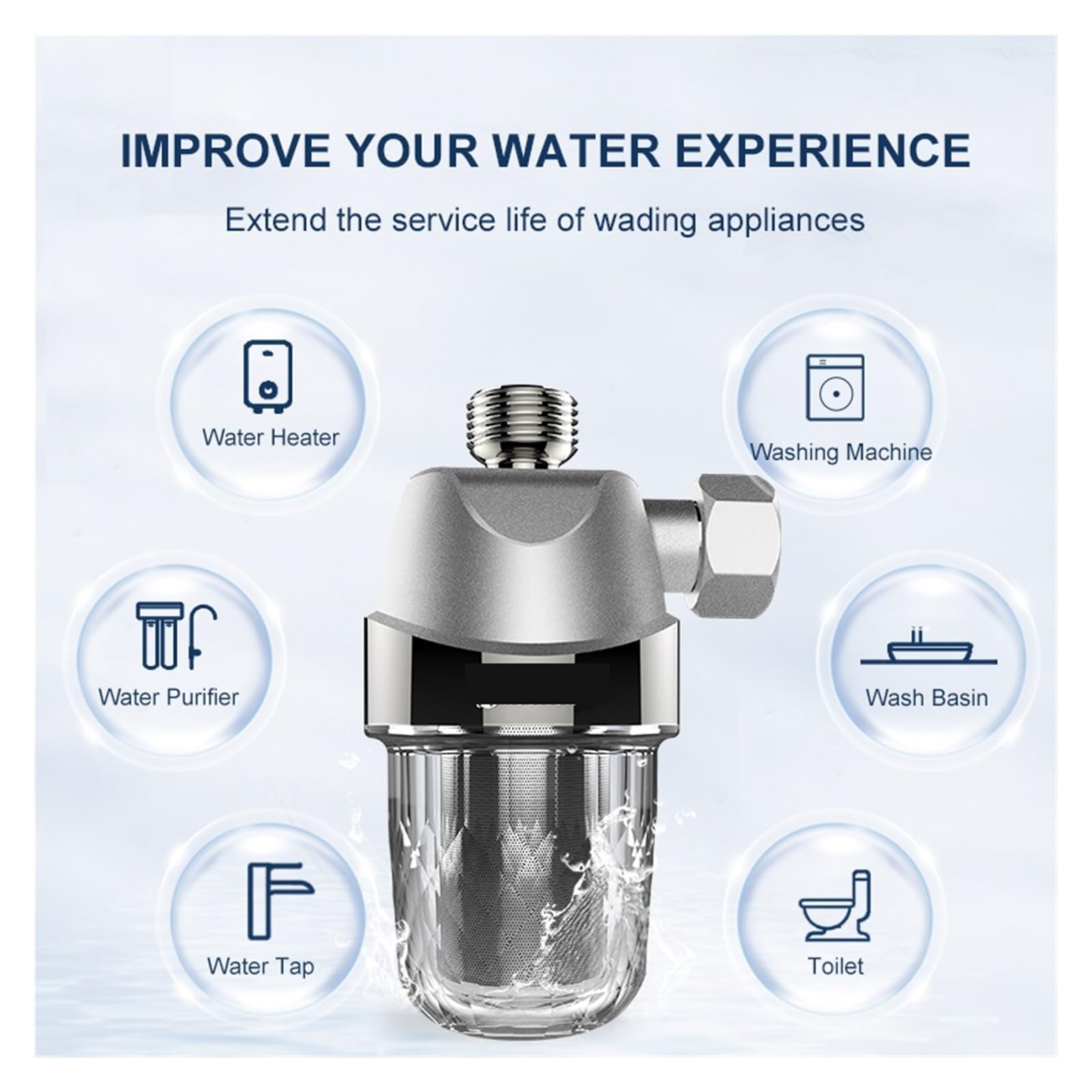 Filtr wstępny oczyszczacza wody do kąpieli, filtr zmiękczający wodę zapobiega wapieniu lub twardej wodzie domu - Aqua-Pure
