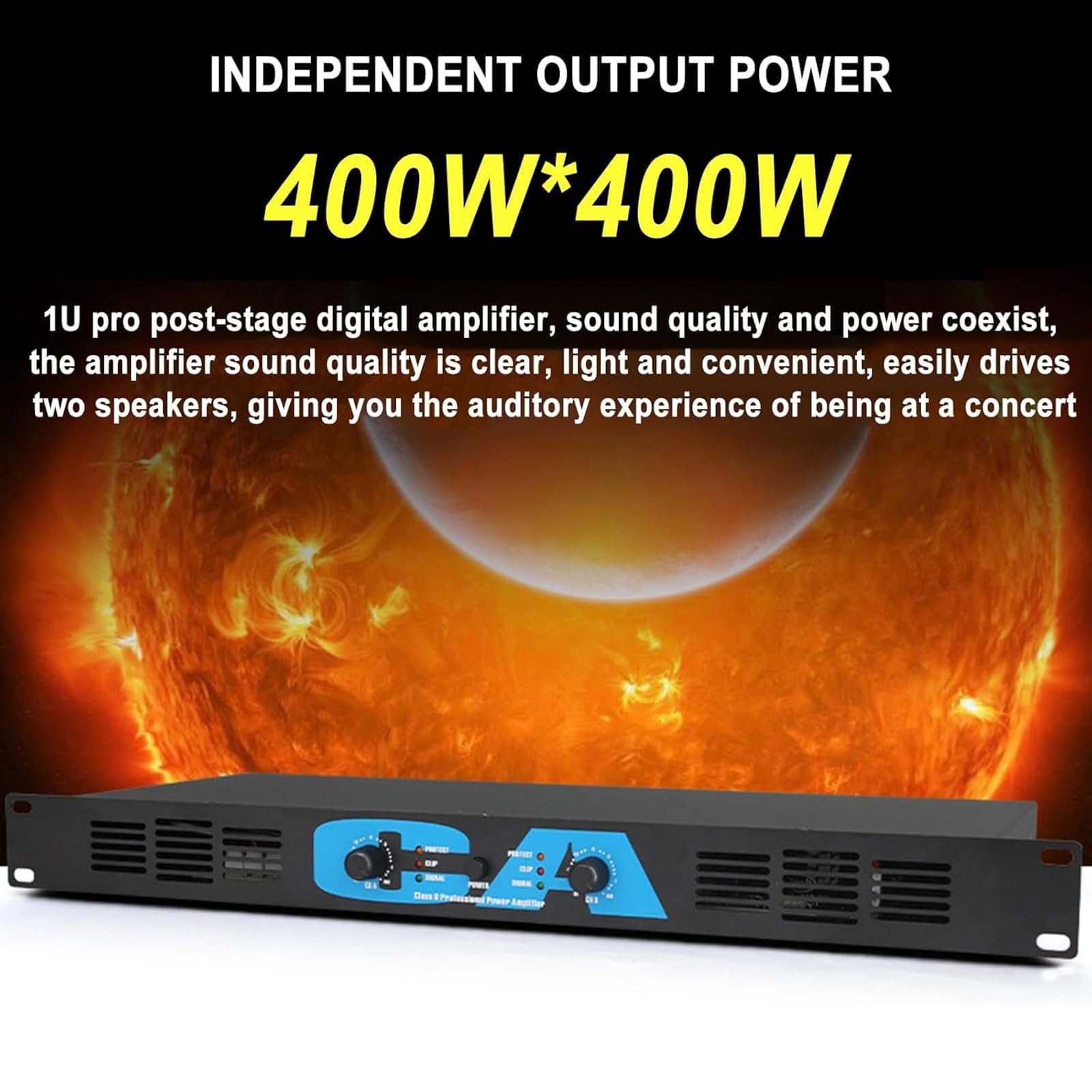 Amplificatore Digitale Professionale, Amplificatore Portatile per La Casa da 400 W X 2 con Luce LED, 2 Ventole di Raffreddamento, Uscita Indipendente a Doppio Canale, per Casa