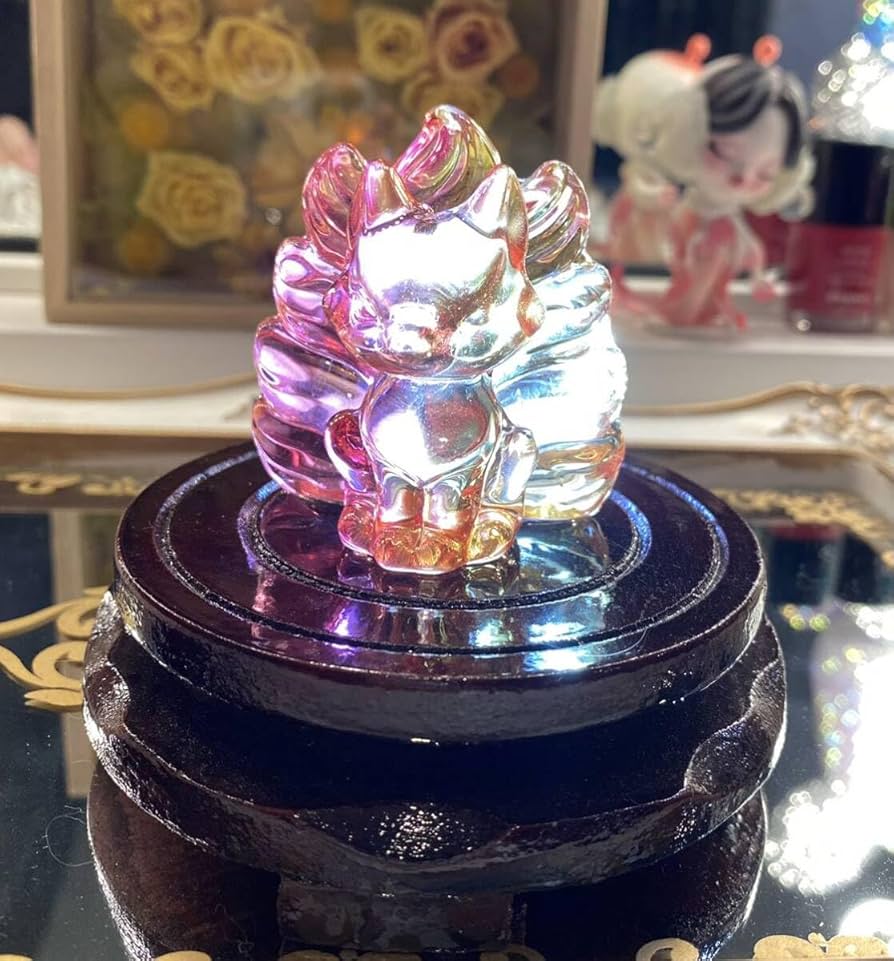 天然石ピンクオパールの九尾狐　置物　彫り物D.263 彫り物 ローズクォーツ 九尾の狐 マダガスカル産 インテリア雑貨