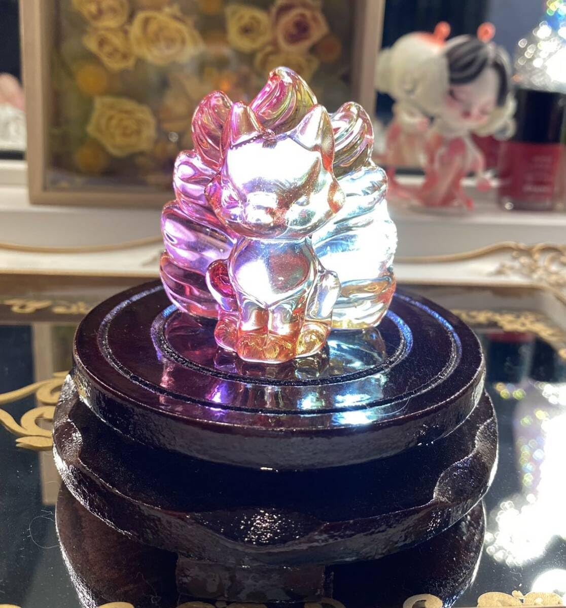 Amazon.co.jp: 縁起物 九尾狐 瑠璃 ピンク 九尾狐置物 : ホーム＆キッチン