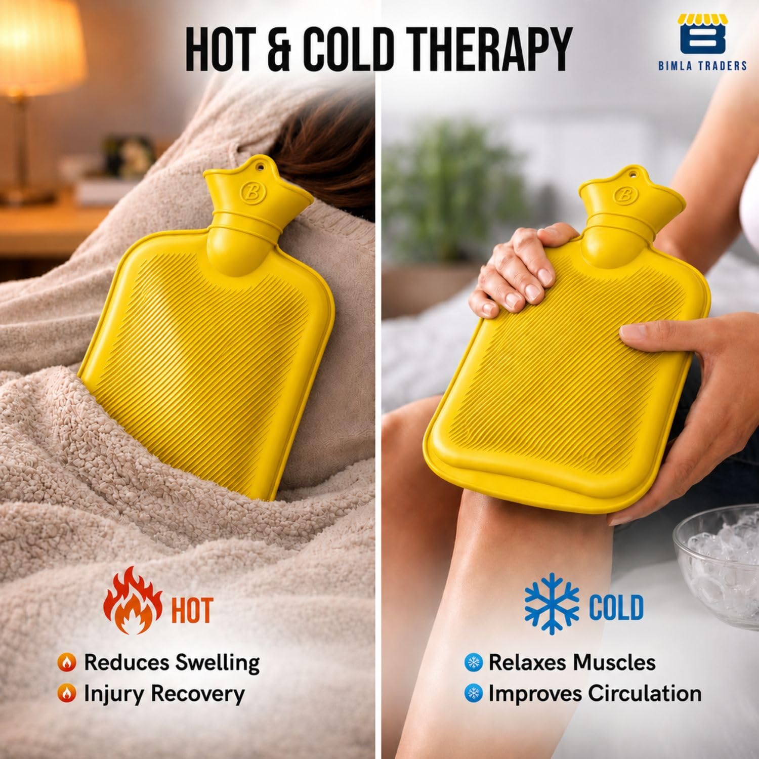 Btag Hot Water Bag (2Ltr) for Pain Relief | Non-Electric Rubber Heating Bottle Period Cramps, Body Aches | Long Heat Retention | Wide Mouth with Leak Proof Cap & Skin Friendly Material (Yellow) 4