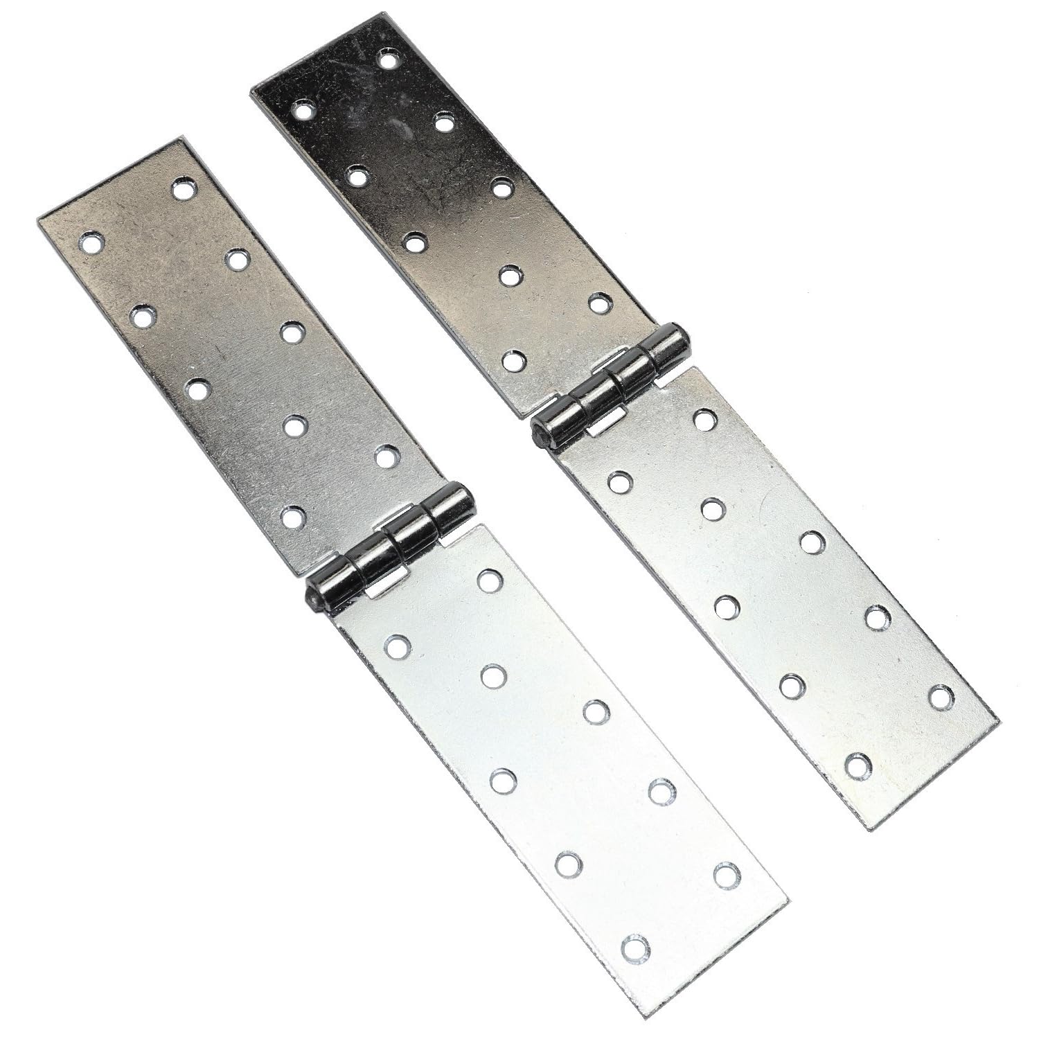 Pack of 2 x 250 mm Backflap Hinge Galvanised, Silver Steel Back Flap Hinges, Weather Resistant, Rust Corrosion Proof, Strap Hinges for Indoor or Outdoor Use On Gates, Sheds, Gazebos, Wardrobes, Chests