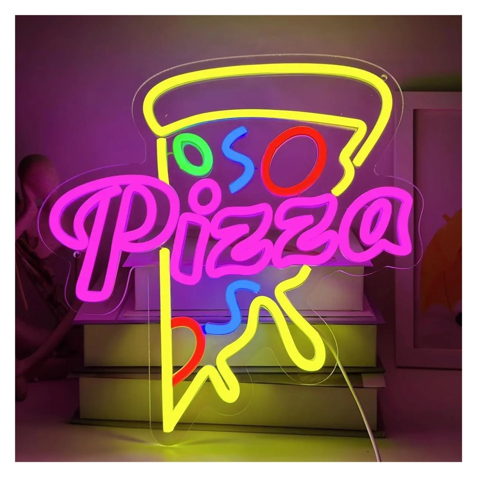 RONGCH Hanging Art Neon Signs Pizza Neon Sign LED Light Dimmable for Fast Food Kitchen Restaurant Shop Party Bar Wall Decor 40.8cmx40.8cm
