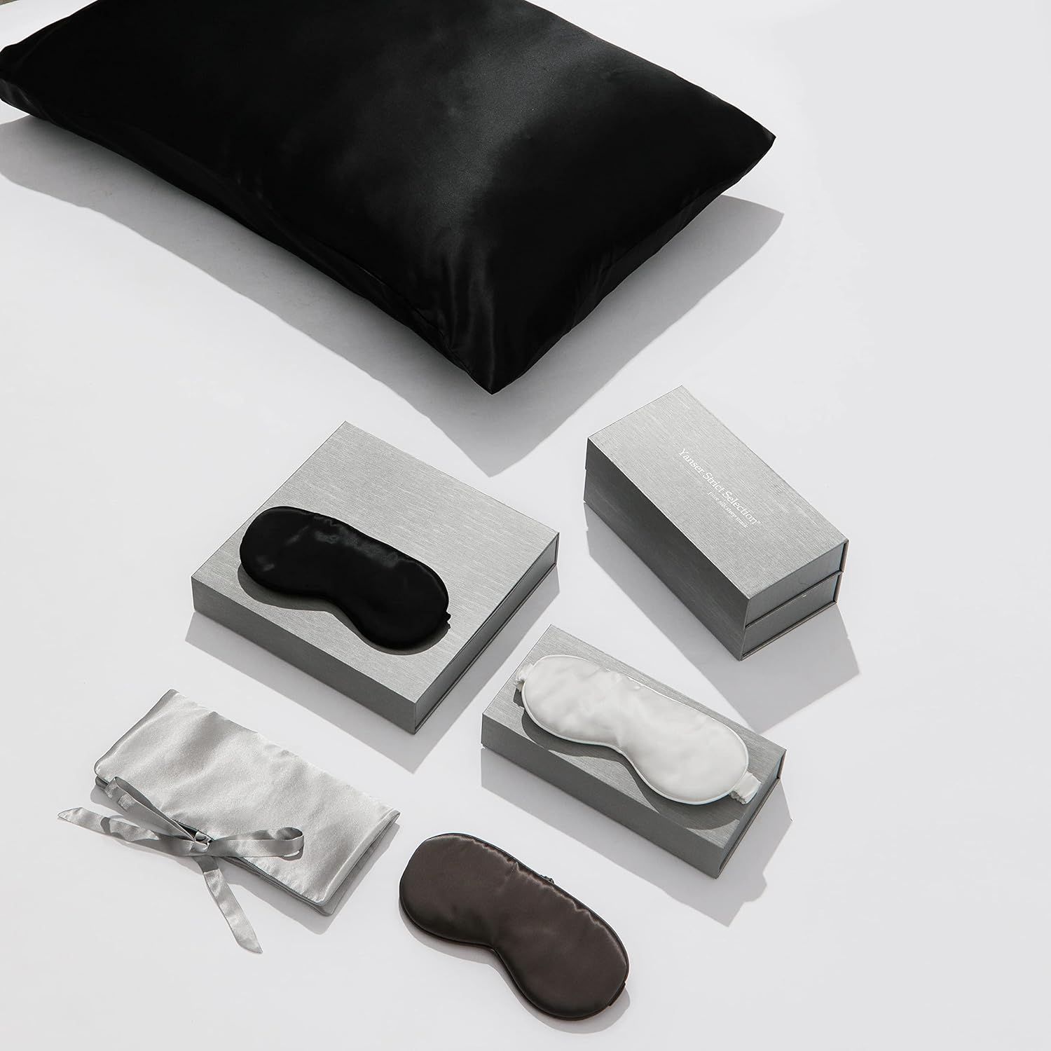 Silk Pillowcase for Hair and Skin 100% 22 Momme Mulberry Silk Pillow Covers - 20x30 inch Silk Pillow Case for Acne with Silk Eye Mask for Sleeping - Gift Pack