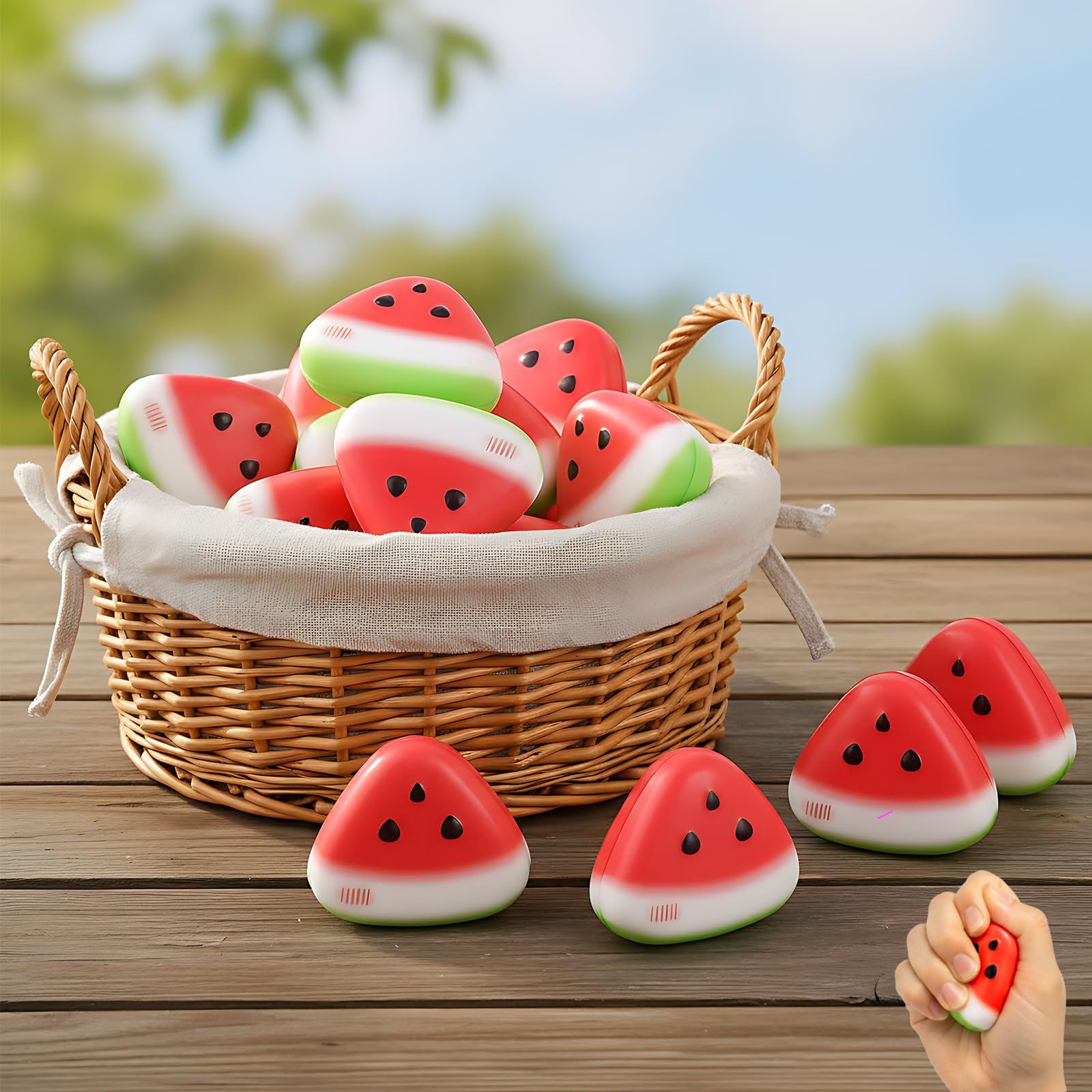 12Pcs Slow Rise Squishies, Watermelon Stress Relief Set, Sensory Play Set for Focus and Relaxation, Portable Foam Squeeze Items for Teens and Adults