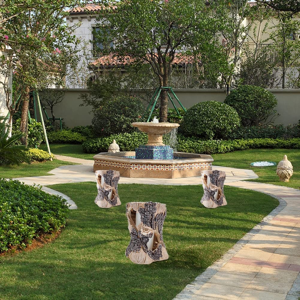 Solar Gartenleuchten – Baumstumpf-Design Mit Flammeneffekt | IP65 Wasserdicht | Für Rasen & Terrasse