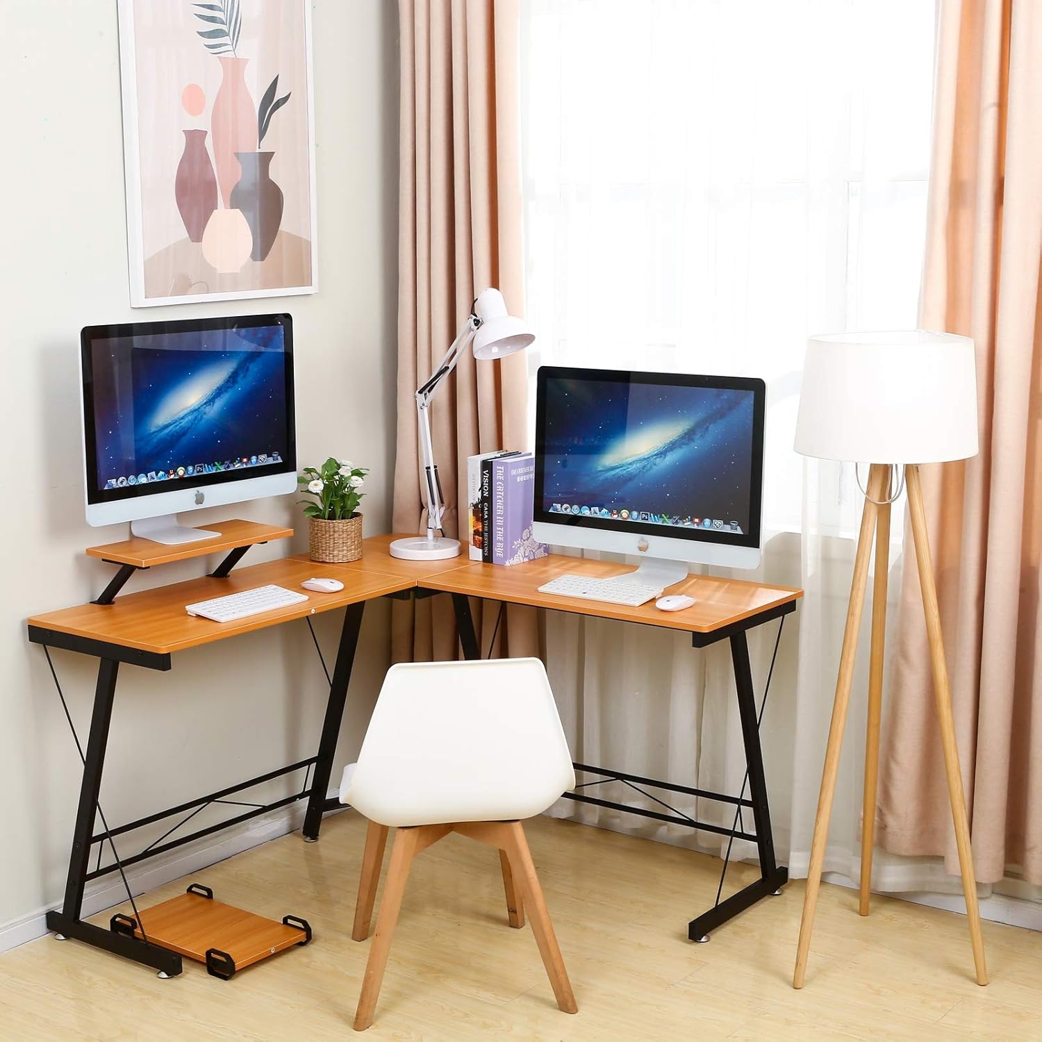 Onе-Dау Sаlе: Uр tо 40% оƒƒ L Shaped Desk Home Office Corner Desk,Gaming Computer Desk,PC Latop Study Writing Table Workstation with Large Monitor Stand,Walnut Brown,50.8 TOP оƒƒERS L Shaped Desk Home Office Corner Desk,Gaming Computer Desk,PC Latop Study Writing Table Workstation with Large Monitor Stand,Walnut Brown,50.8