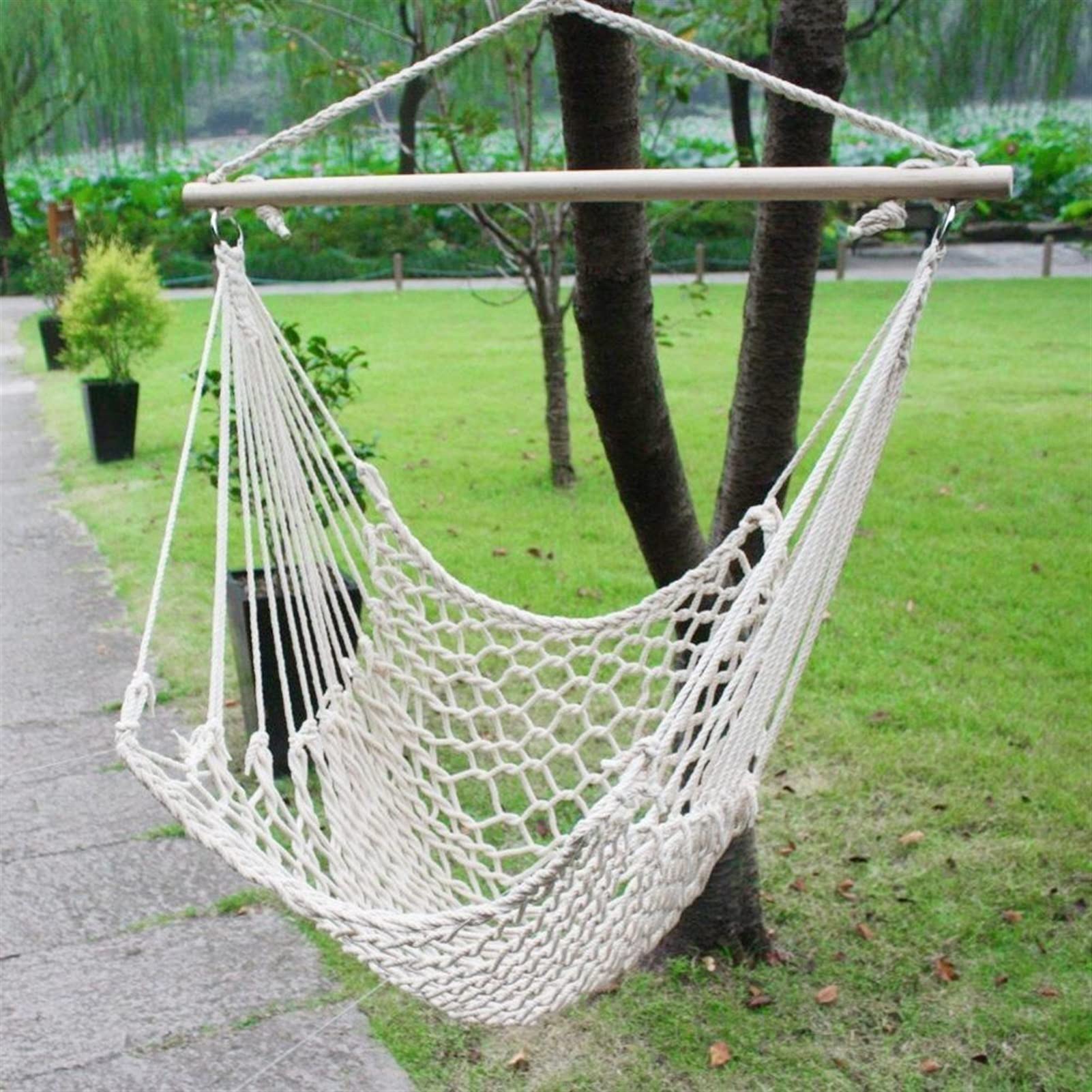 Hamaca portátil para uso en interiores y exteriores, asiento de pared para patio, camping, caza, senderismo y excursiones, hamaca de jardín ligera y relajante