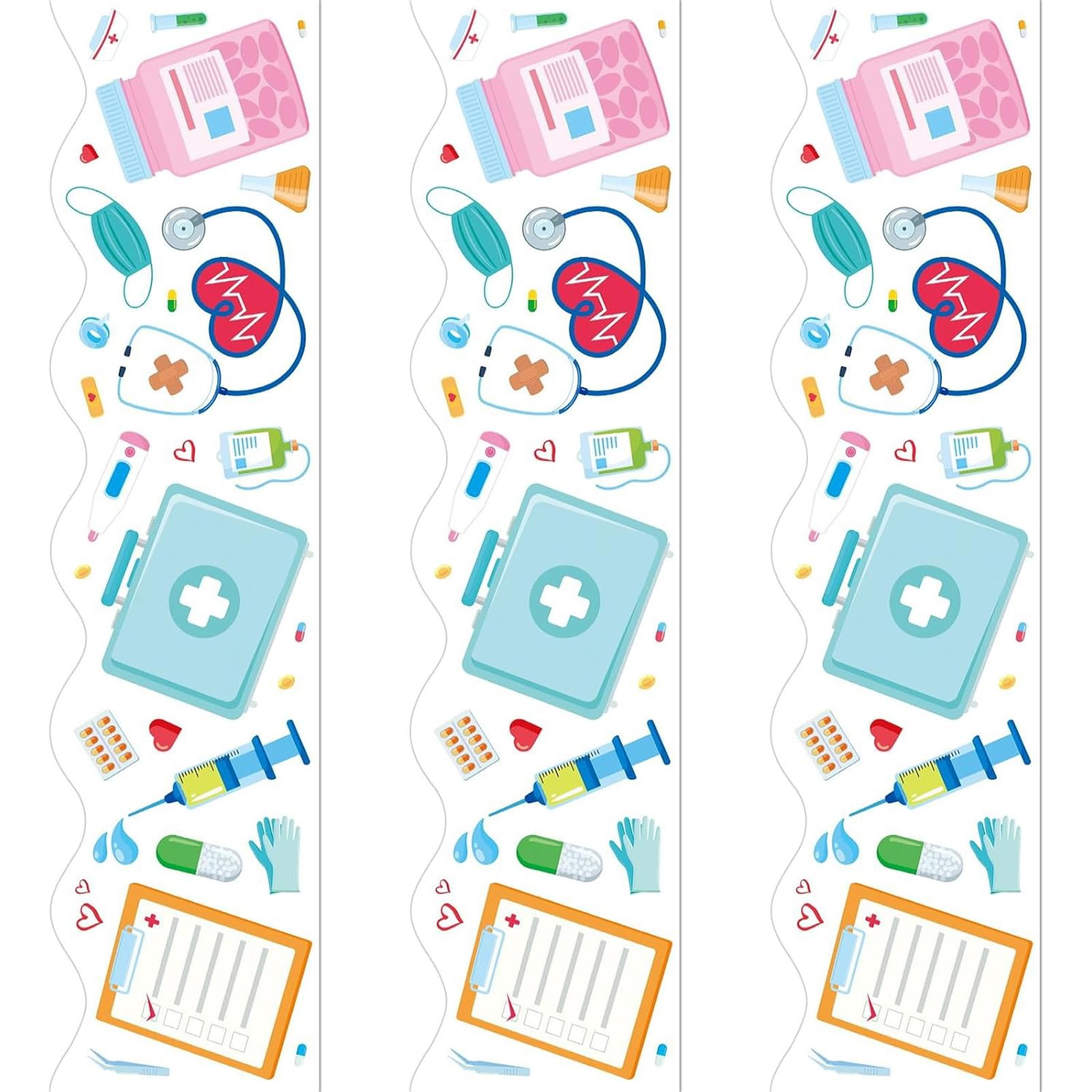Yunnian Color 1 Nurse Day Border Trim Sticker Wall Sticker 59Ft Long Healthcare Themed Border Sticker For Hospital And Office