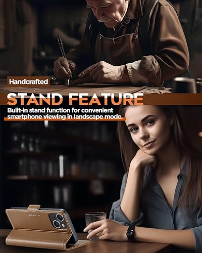 Miniatura 6 de AICase Funda tipo cartera para iPhone 13 Mini con bloqueo RFID de cuero con cierre magnético fuerte, funda protectora con soporte para tarjetas de