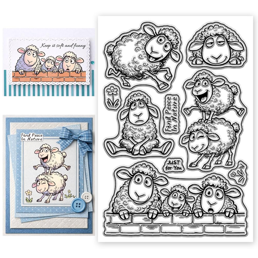 CONCHLERY Clear Stamps Funny Sheep Sheeps 6.3x4.3 Inch