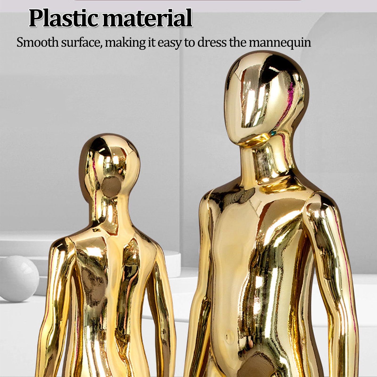 Glänzende Schaufensterpuppe (Kinder-Ganzkörpermodell) | Für die Altersgruppen 6–8 & 10–12 Jahre; Präsentationsfigur mit Metallsockel für Cosplay oder Ladengeschäft(Silver,B)