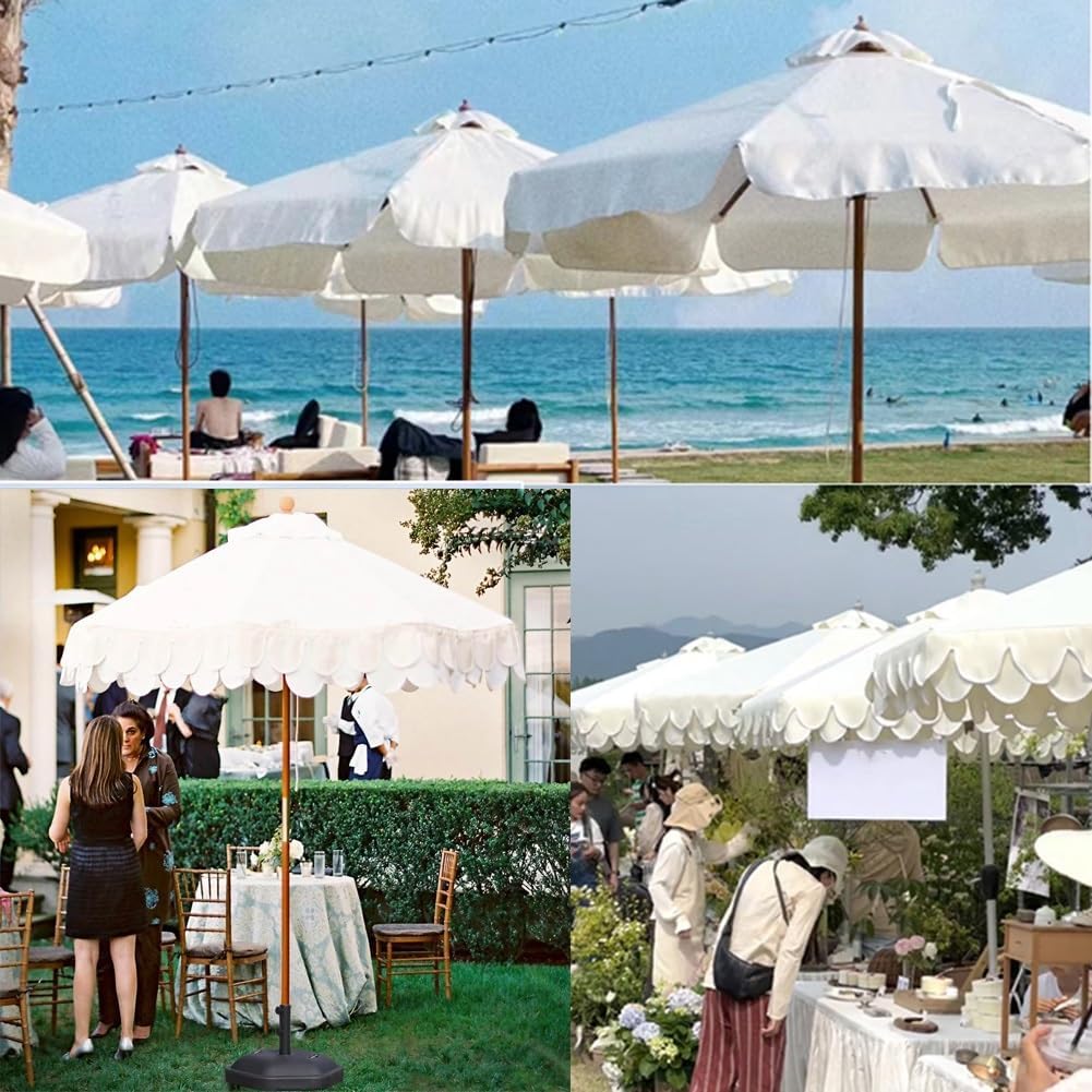 ガーデンパラソル 木製 270cm アイボリー ビーチパラソル 大型