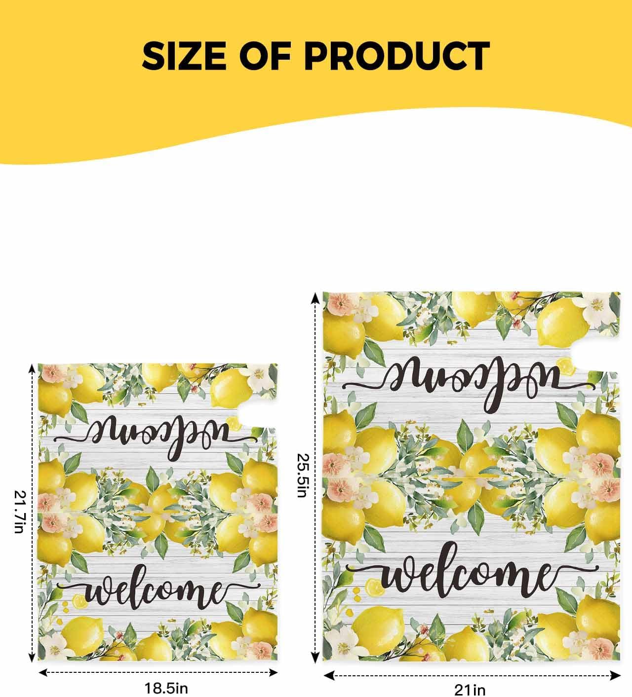 QueenKer Summer Lemon Mailbox Covers Magnetic Standard Size 18.5" x 21.7" Flowers Leaves Wood Grain Replaceable Post Wraps Letter Box Cover Welcoming Outdoor Decoration for Yard Patio Garden