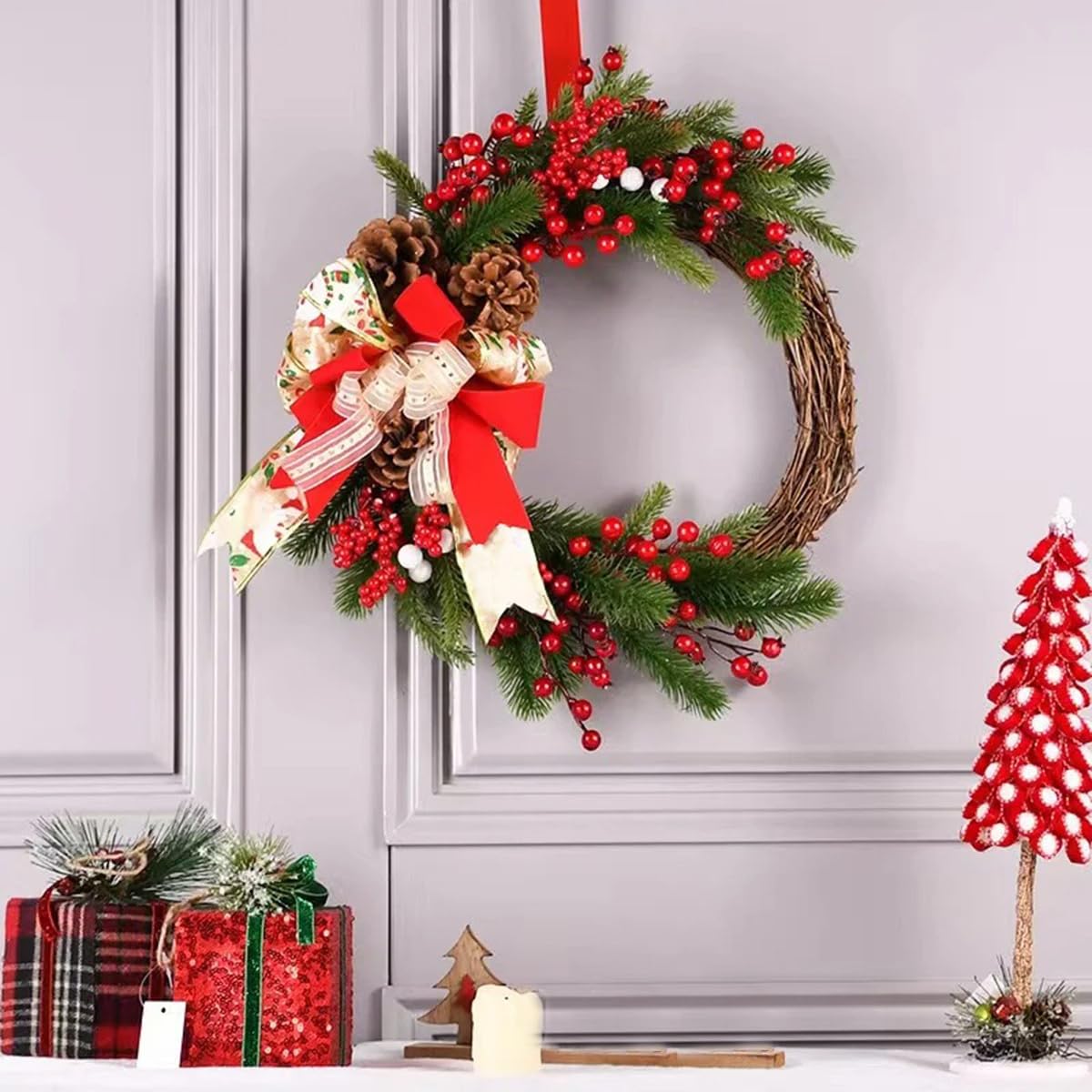 1000 Pezzi di Bacche realistiche con Gambo, Bacche Artificiali Piccole da 1,2 cm per centrotavola, Decorazione per la casa, Festa Invernale, Fai da Te, Argento