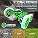QwylukDee Rc Stunt Cars, Remote Control Cars with Sides Light Strip & 360° Flips Rotating Spray, Double Sided 2.4Ghz All Terrain Toy for Kids Ages 6-12 Year Old Gift (Green)