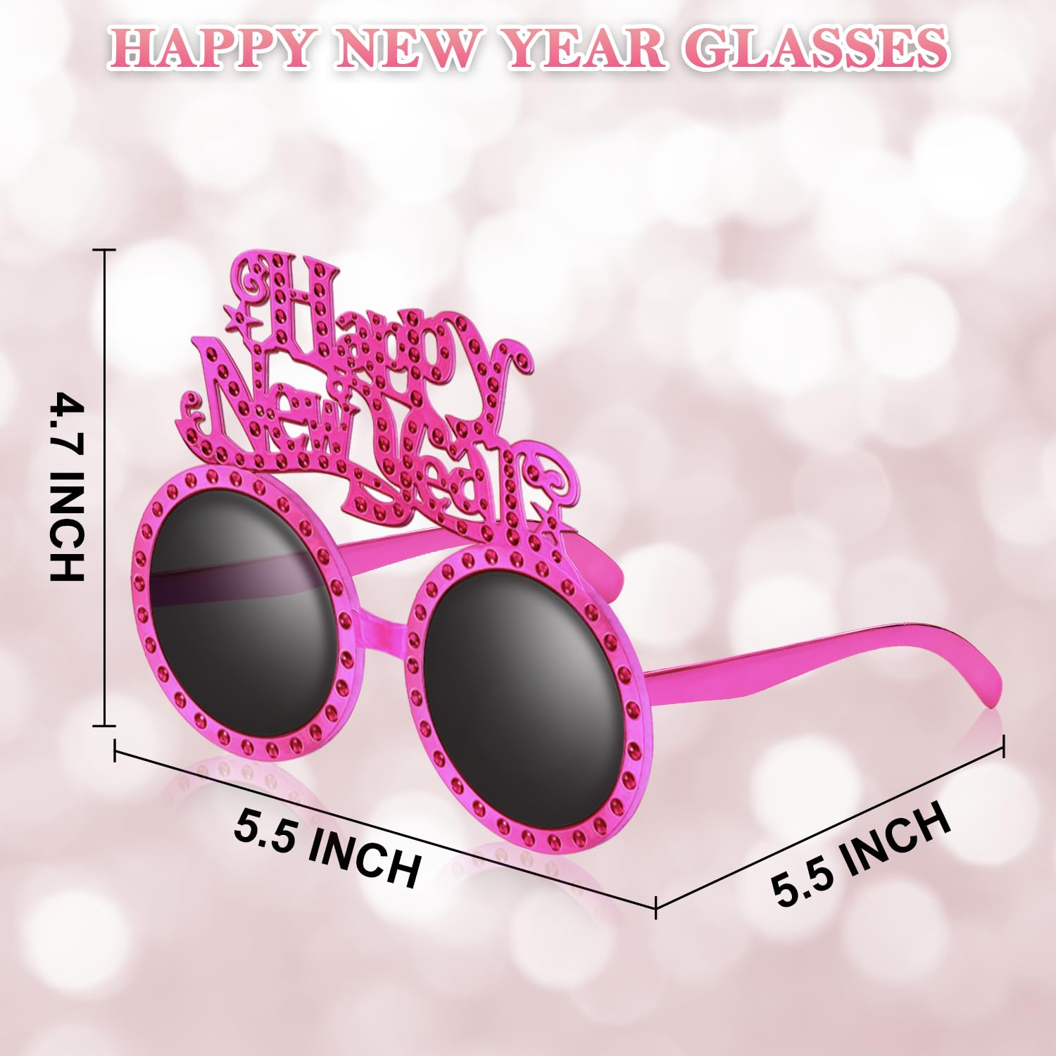 Leetous Happy New Year Glasses 2025 Plastic - 4 Pack, New Years Eve NYE Party Favors Supplies Decorations Accessories, Holiday Eyewear Sunglasses Photo Booth Props Gifts