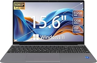 15.6 inch Windows 11 Laptop Computer with Intel Celeron N5095 Quad-Core Processor (Up to 2.8GHz), FHD IPS 1080p Display, 12GB DDR4 512GB SSD (Expandable 1T)