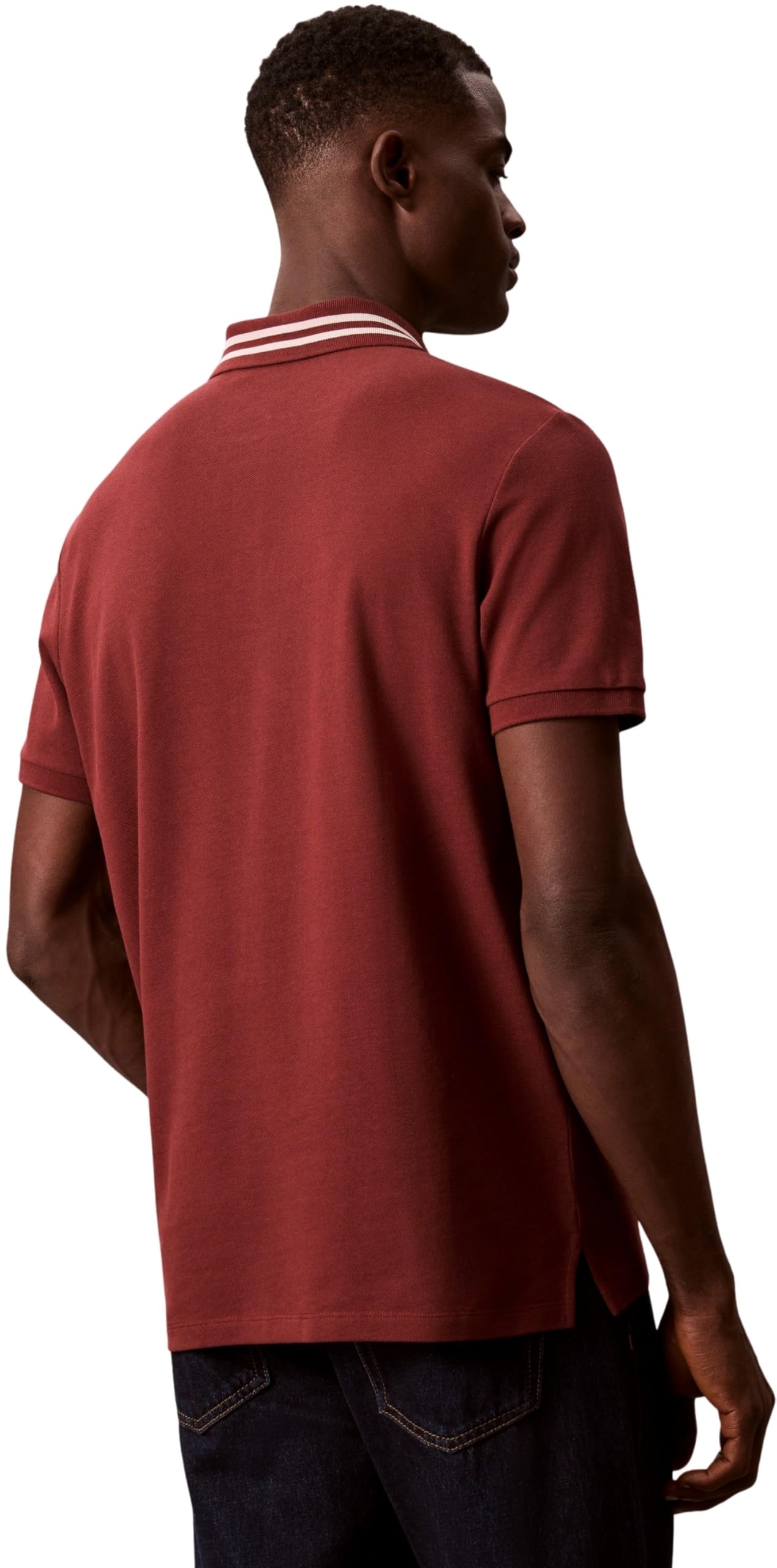Calvin Klein Uomo Maglietta Polo Maniche Corte Monogram Pique Tipped in Cotone