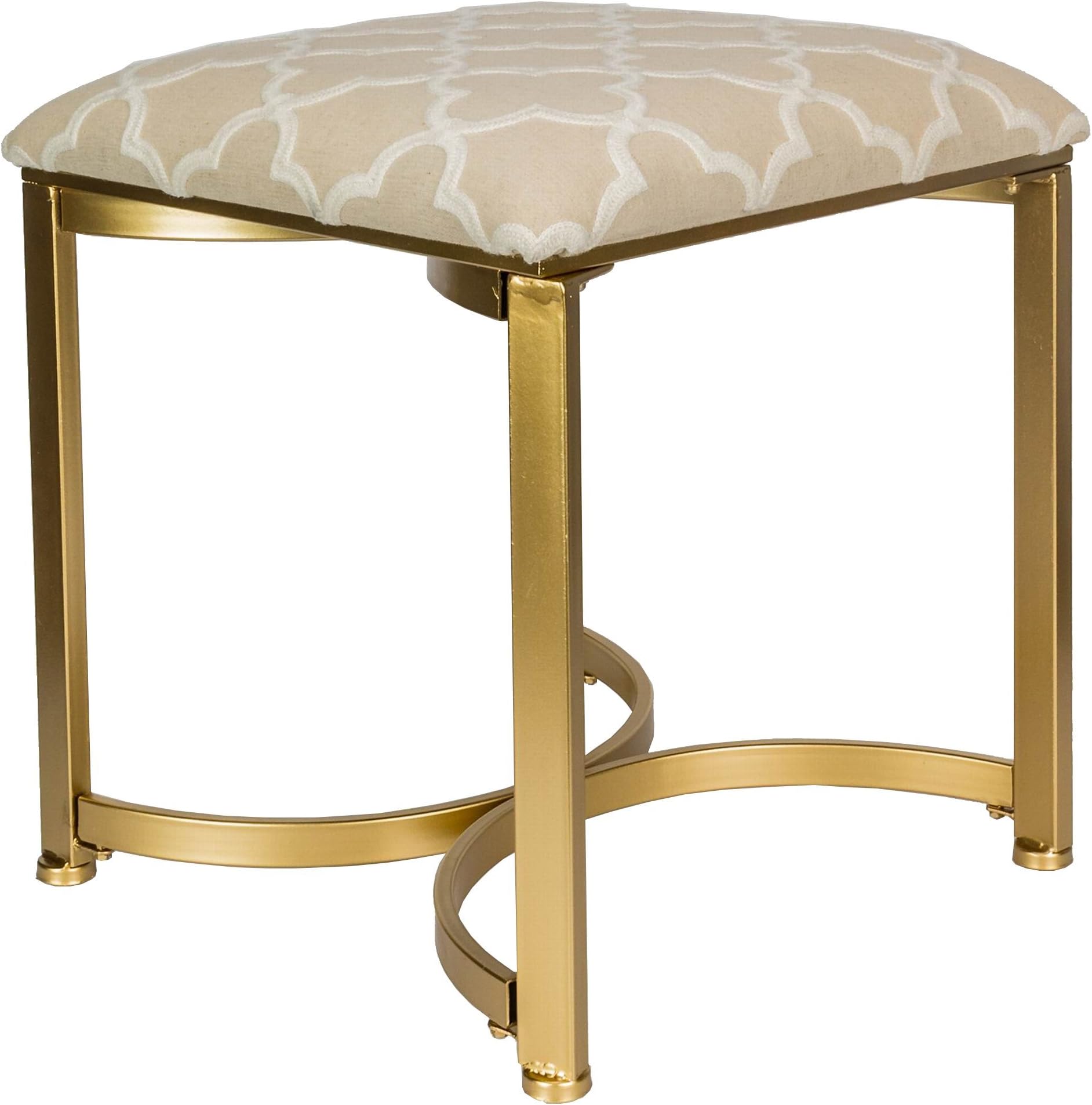 Spa Inspired Vanity Stool Damask Beige Gold