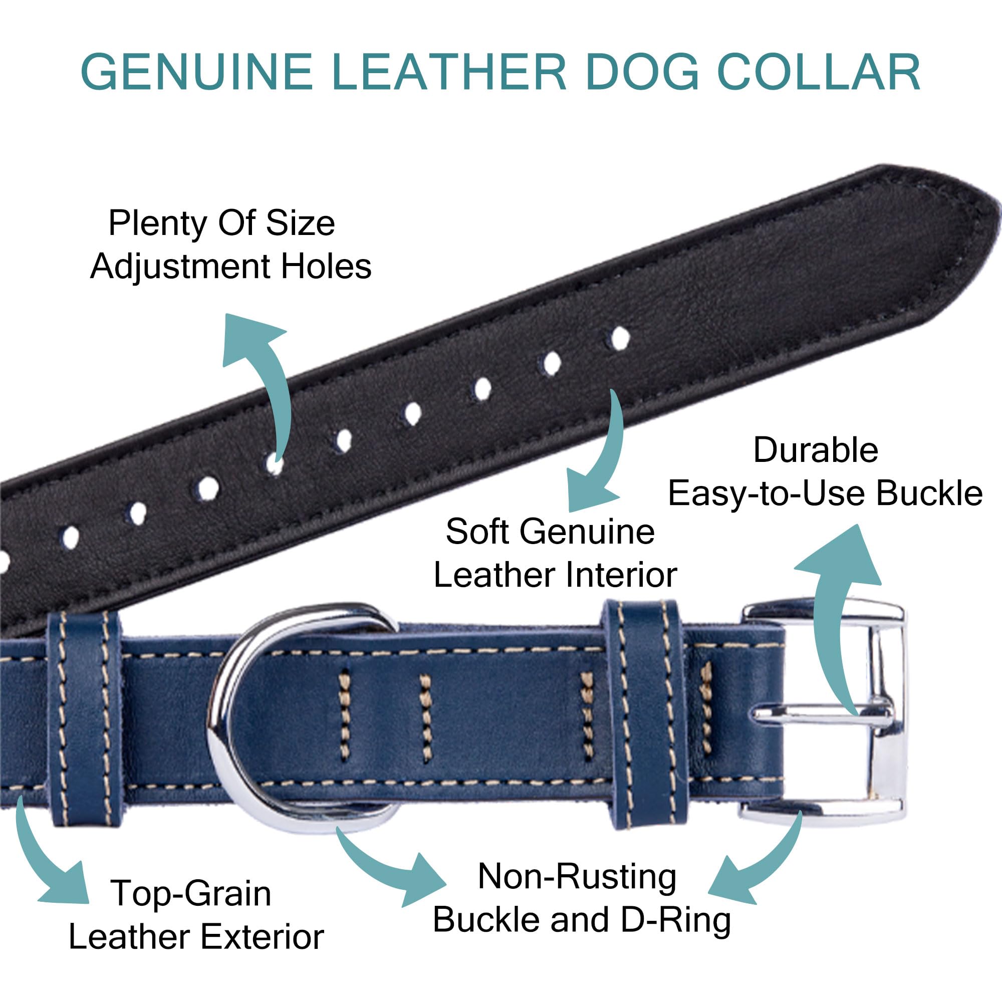 Collar de perro de cuero suave, collares para perros pequeños, medianos y grandes, collares duraderos y resistentes