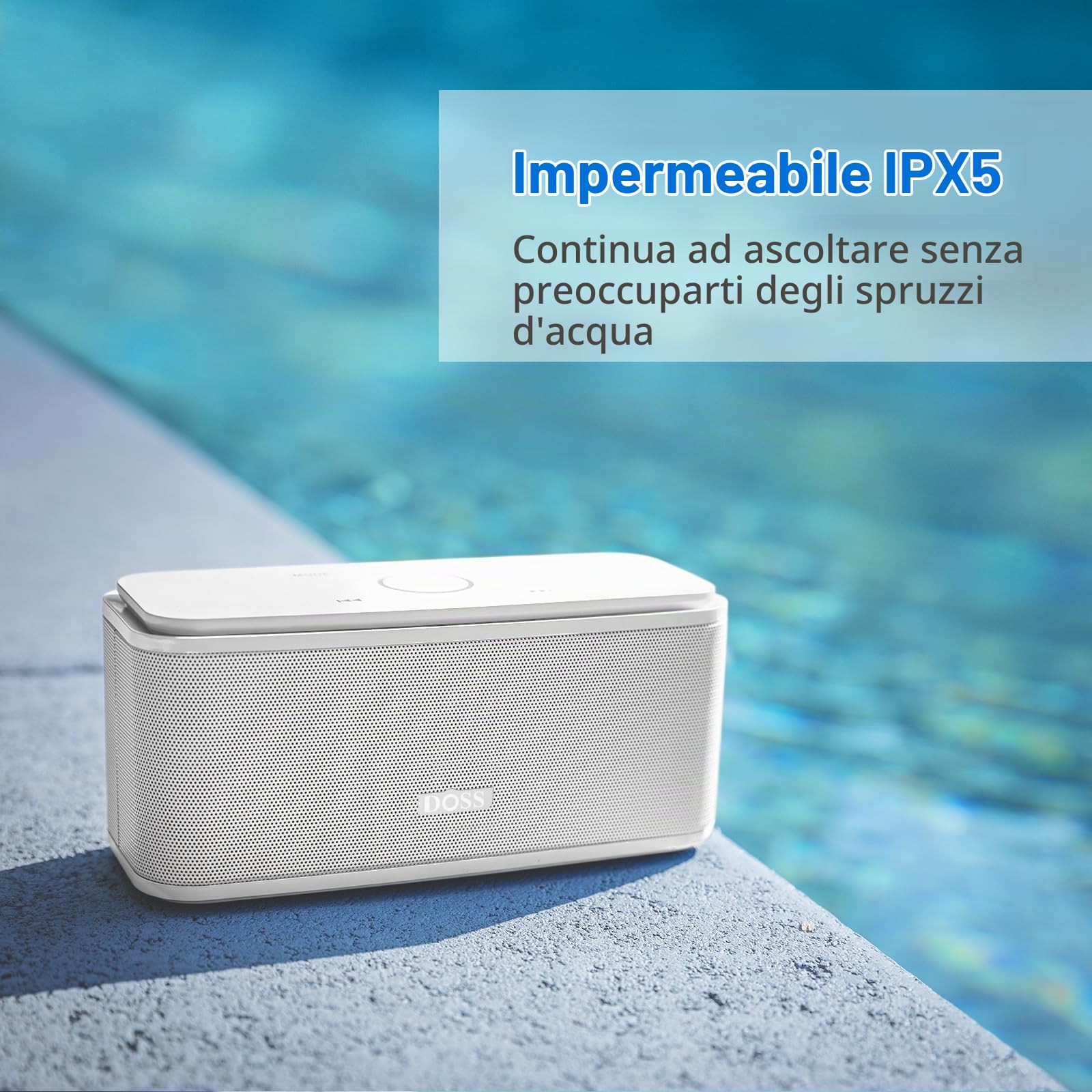 DOSS SoundBox Cassa Bluetooth 12W, Altoparlante Senza Fili Portatile Speaker, Pulsanti Touch, Suono Stereo, Microfono Integrato, Slot per Scheda TF, AUX-IN, 12 ore di Autonomia [Bianco]