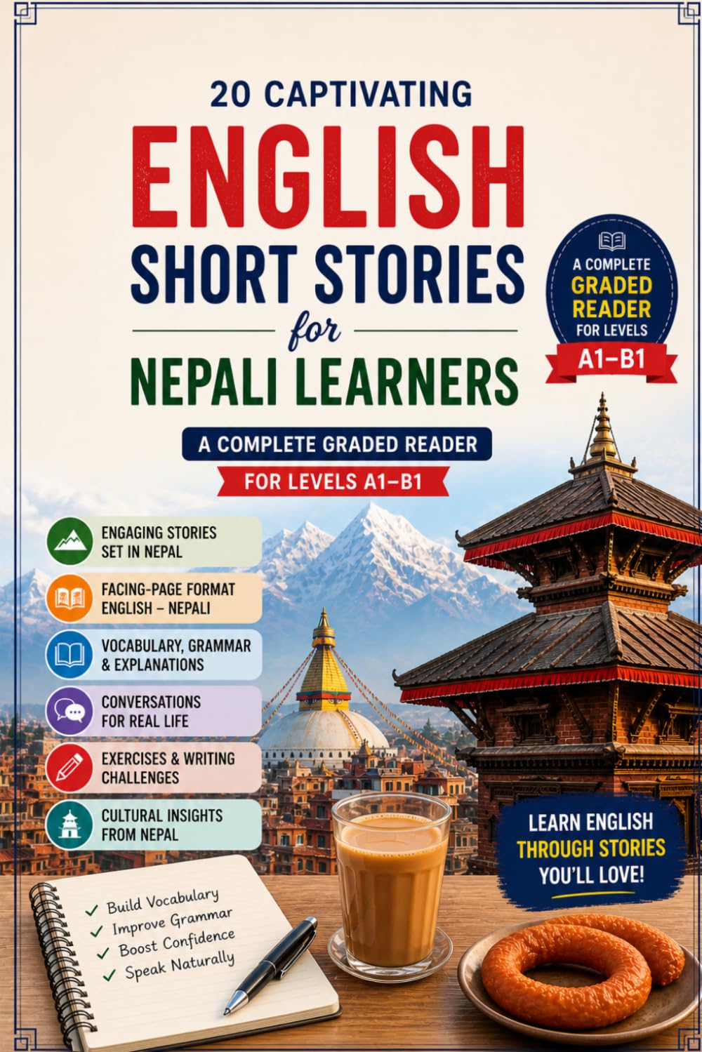 20 Captivating English Short Stories for Nepali Learners: A Complete Graded Bilingual Reader with English-Nepali Parallel Text for Beginners to Intermediate (A1–B1)