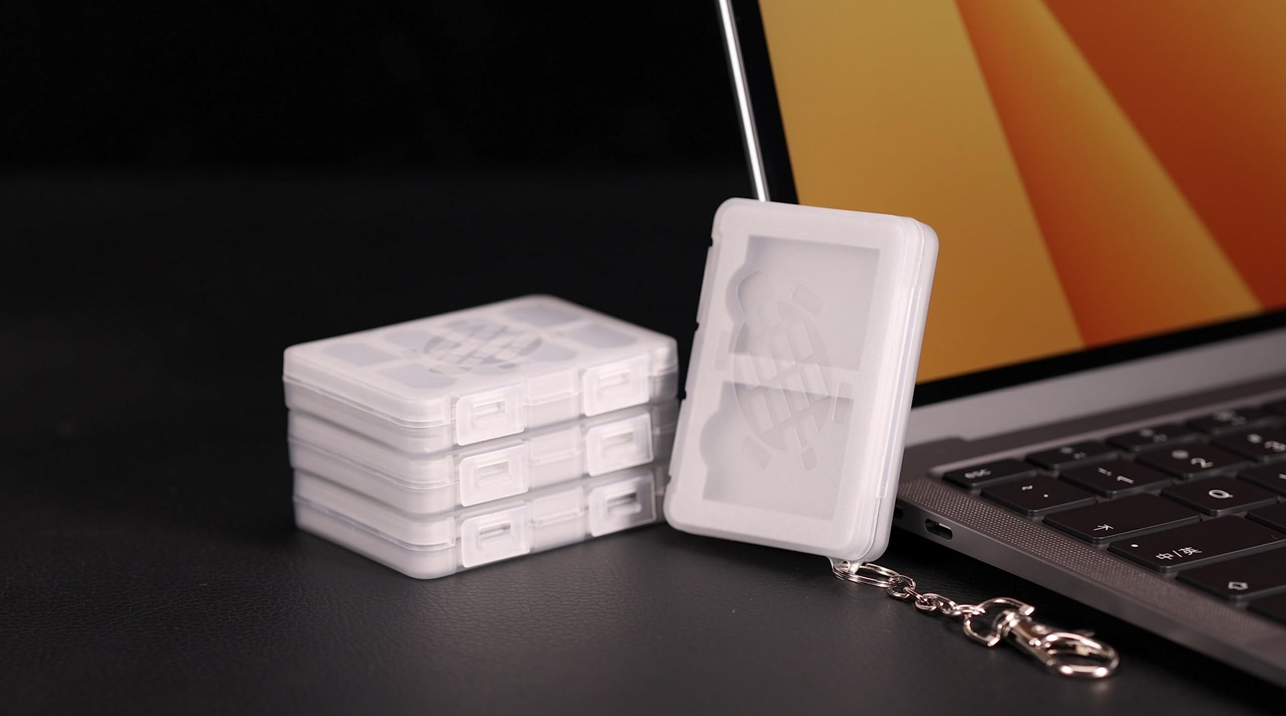 Flashwoife, 2 x SD + 2 x CFA, Aufbewahrung Speicherkarten Etui Box, Kettenanhänger, transparent Computer & Zubehör