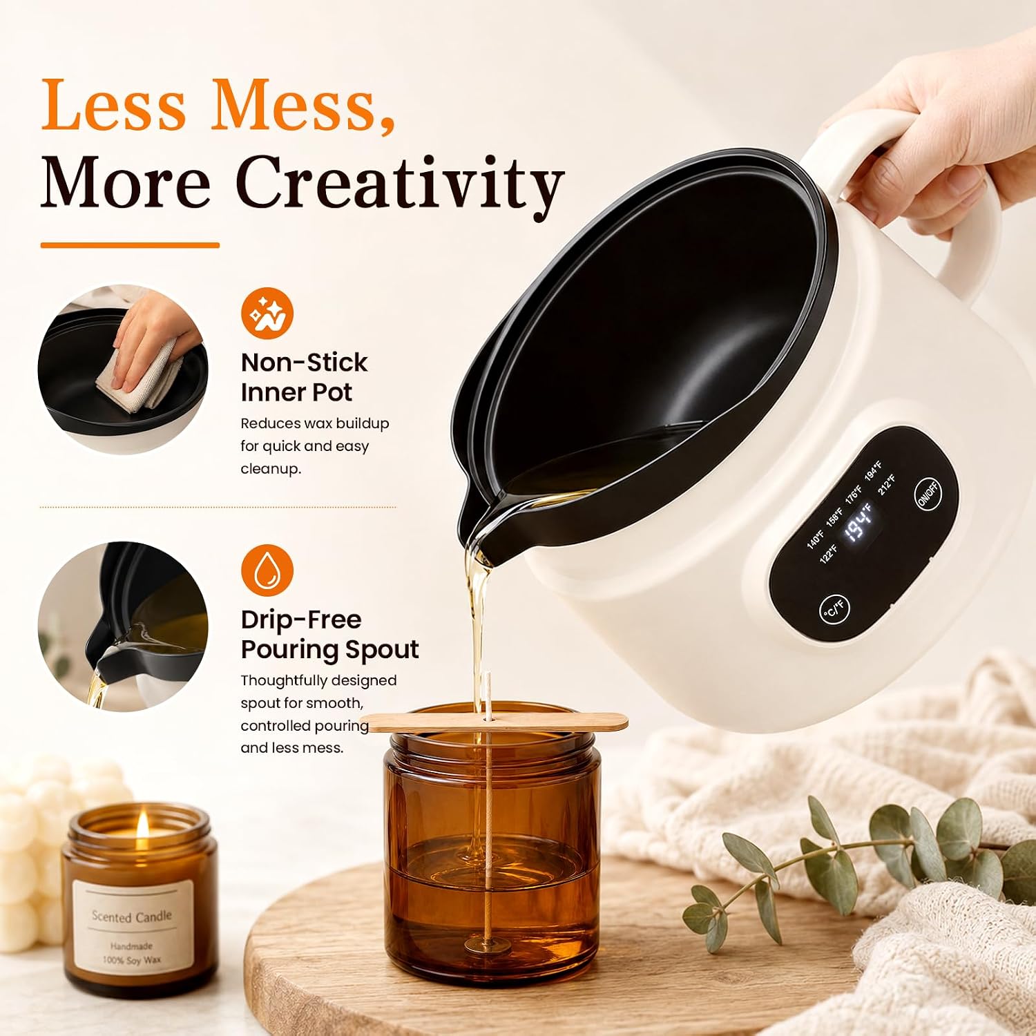Candle Making Kit with 1.8L Electric Wax Melter 2LB Soy Wax, DIY Candle Kit