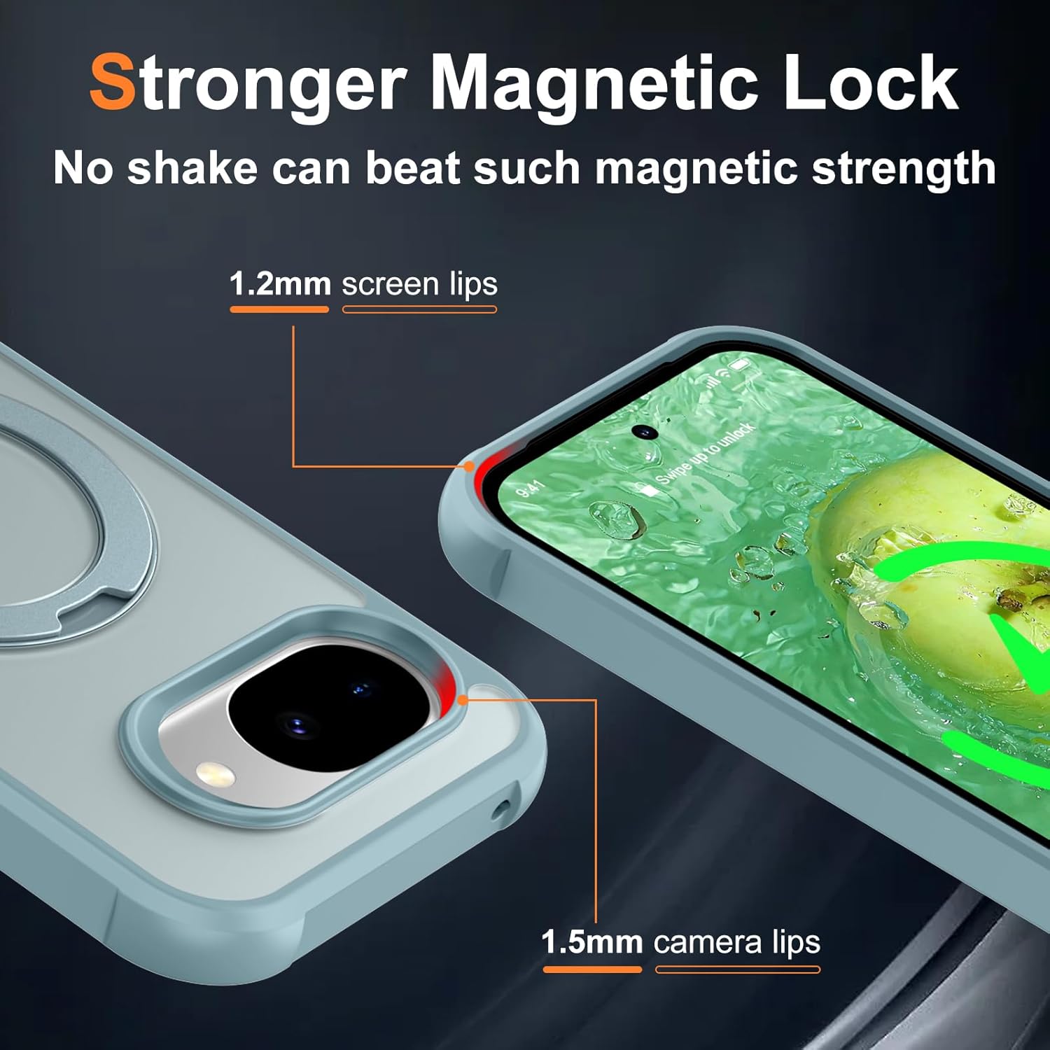 Magnetic for Google Pixel 10a Case with 360° Stand, [Military Grade Drop Protection] Matte Translucent Slim Case for Google Pixel 10a 6.3", Green