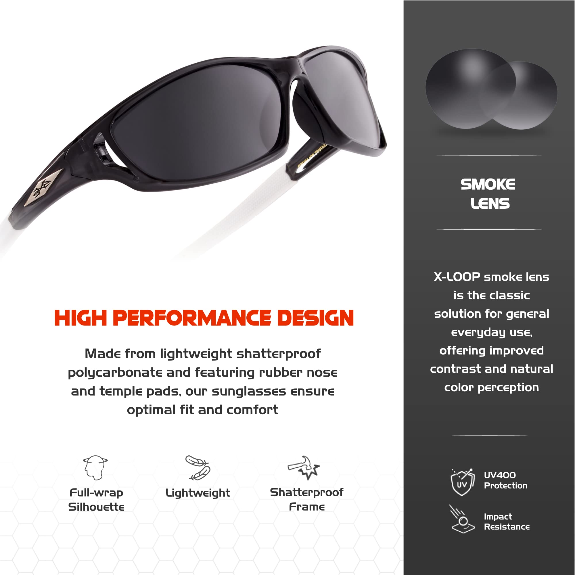 X LOOP Gafas de sol deportivas polarizadas para hombre, UV400, para béisbol, correr, ciclismo, golf