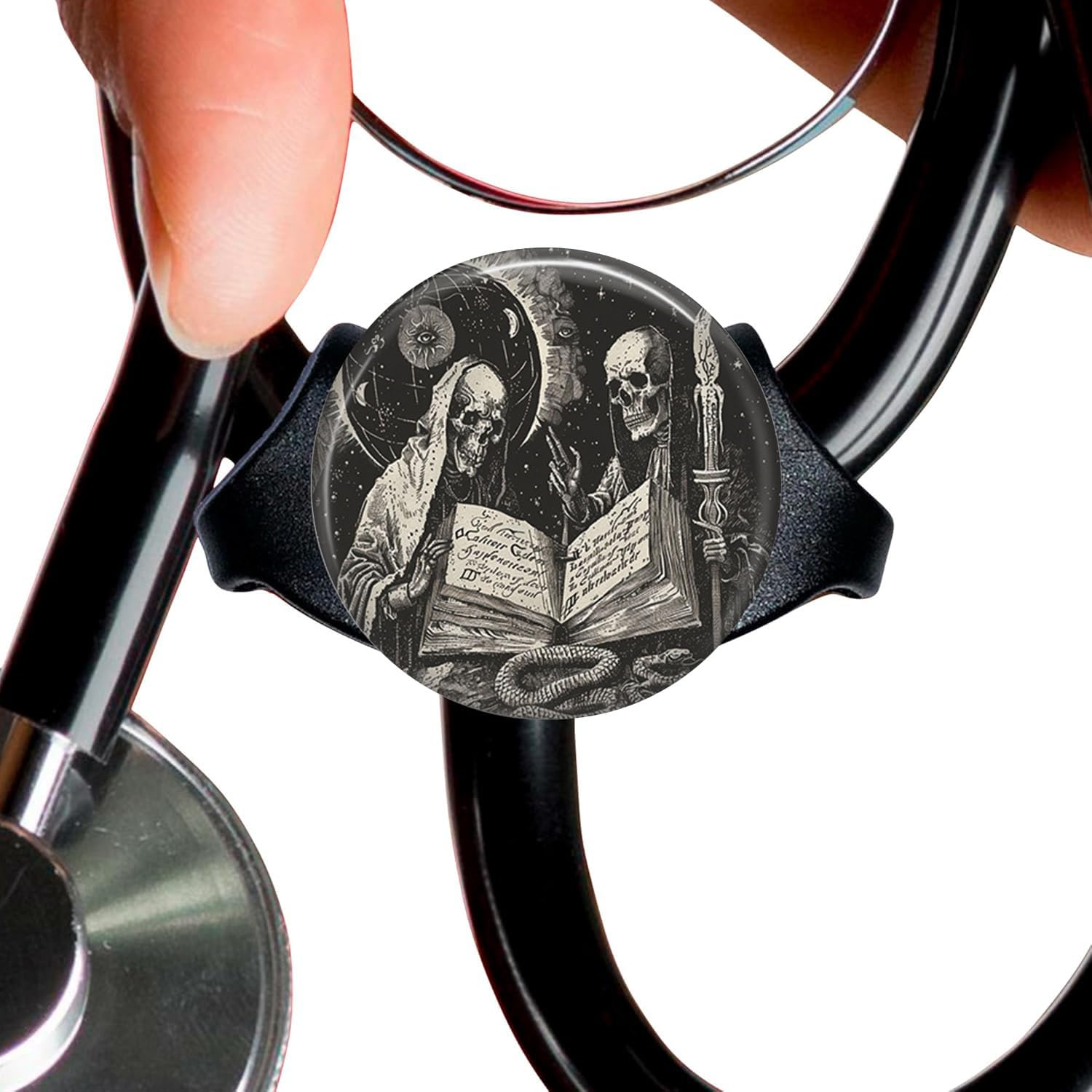 Dark Skeleton StethoscopeTag Personalized,Nurse Doctor StethoscopeID Tag Customized, Medical StethoscopeName Tag,Ideal for Anyone That uses a Stethoscope, Nursing Students,etc.