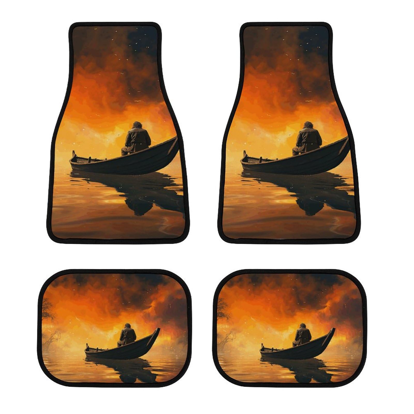 Tapis de protection de véhicule contre la saleté : lot de 4 au motif homme et bateau - 8