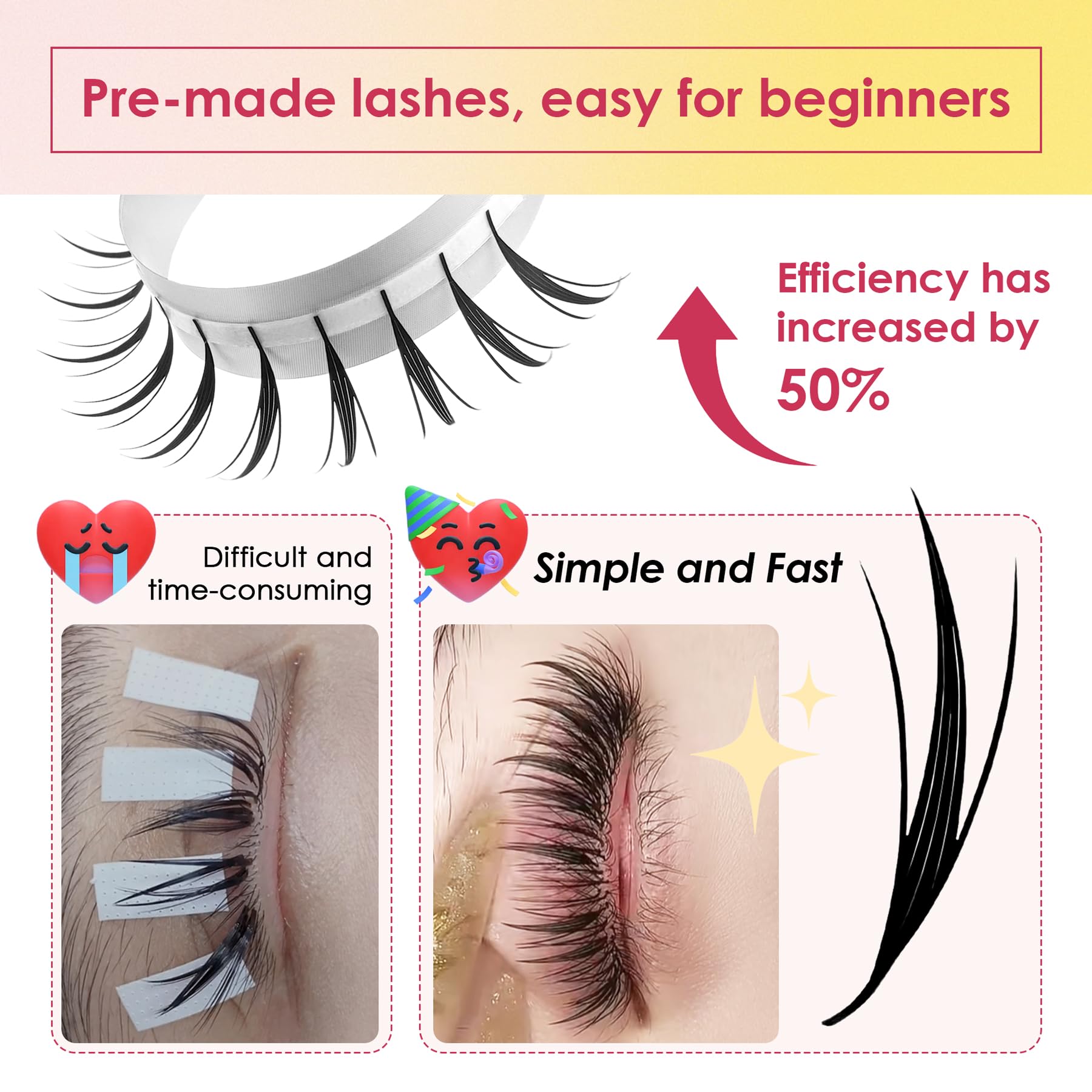 SEEDEW Pre-Made Manga MicroSpire Lashes, SG-120PCS C Curl MIX8-15mm 0.07mm 12 Rows/Tray, Quickly Apply, Beginner Friendly - Image 2