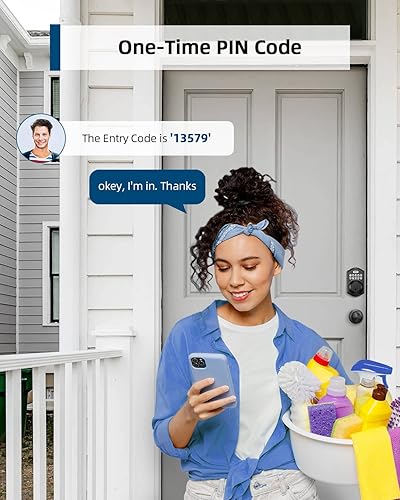 Miniatura 8 de TEEHO Cerradura de puerta de entrada sin llave con manija de perilla, cerrojo de teclado electrónico con perilla de puerta, cerradura inteligente