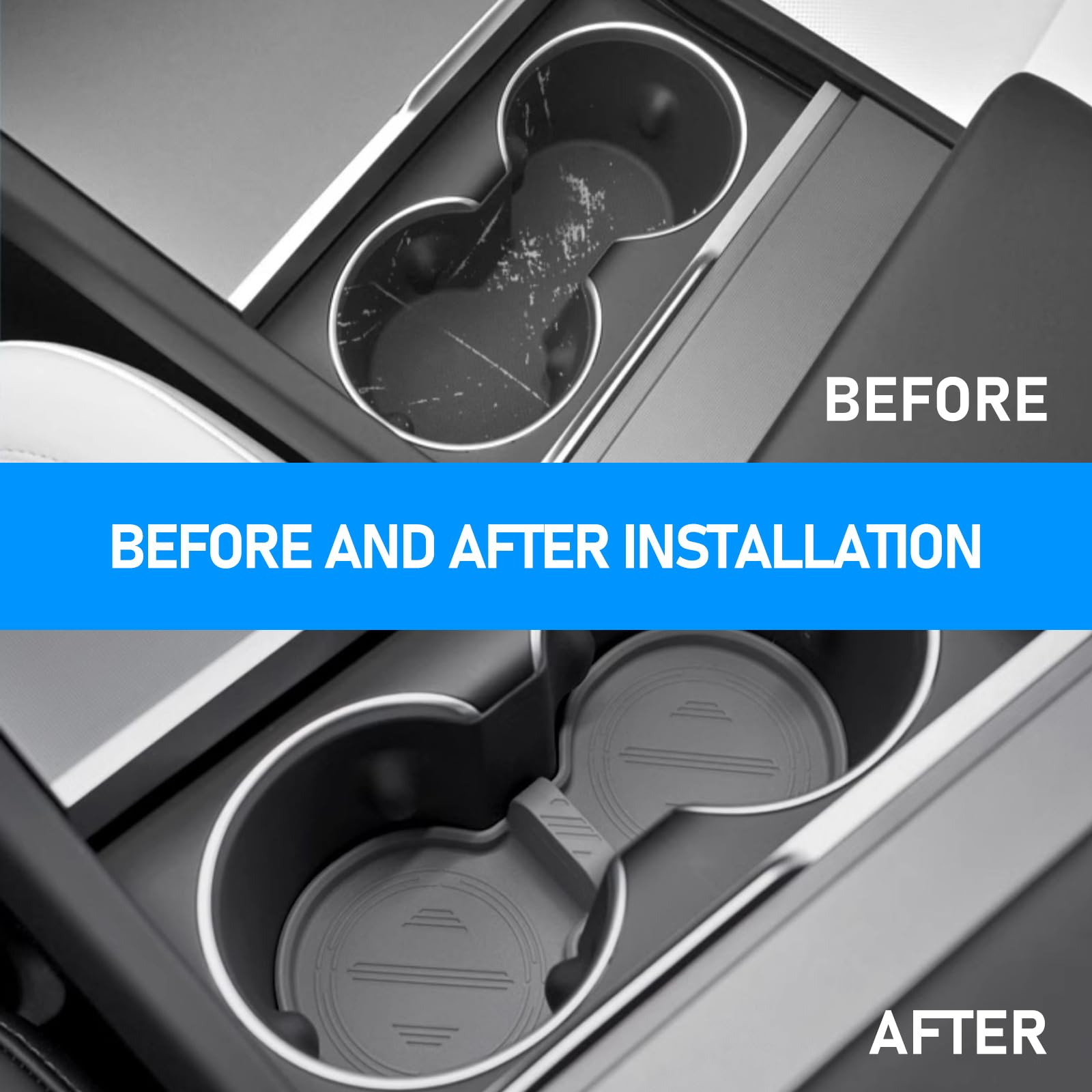 1 PC Car Coaster Environmentally Friendly Silicone Non-Slip Textured Scratch-Resistant Wear-Resistant Central Water Control Coaster Accessories Compatible with — view 4