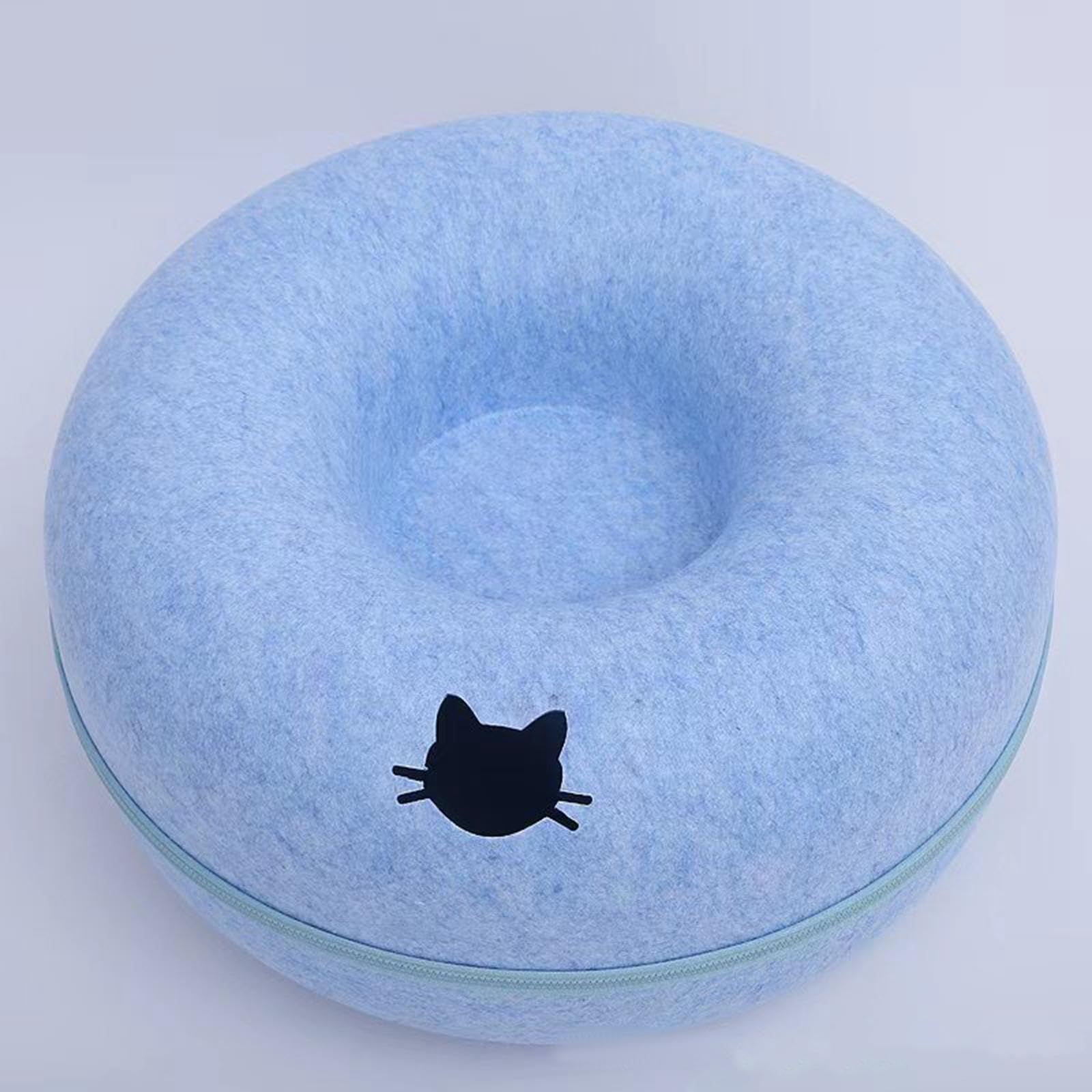 Cueva para Gatos para Varios Gatos, Cuevas para Gatos de Interior, Cama para Gatos, Cama para Gatos Tipo Donut Extraíble Y Lavable, Azul 50cm
