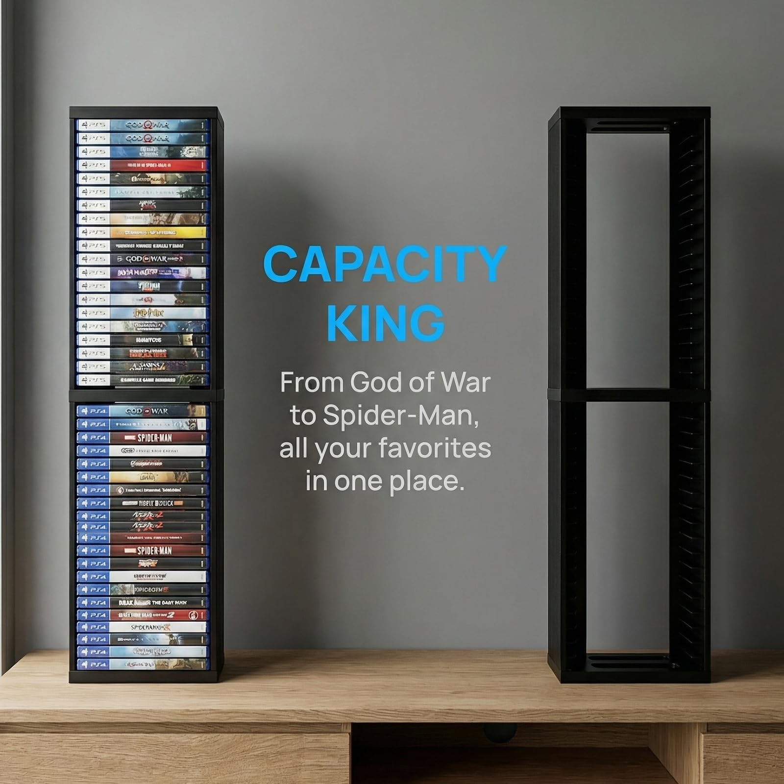 Videogioco Torre di stoccaggio compatibile con PS5 PS4 Slim Pro Game Disc Scaffale per 36 Giochi Supporto in Plastica Nero Sistema di Organizzazione Salvaspazio per Giochi